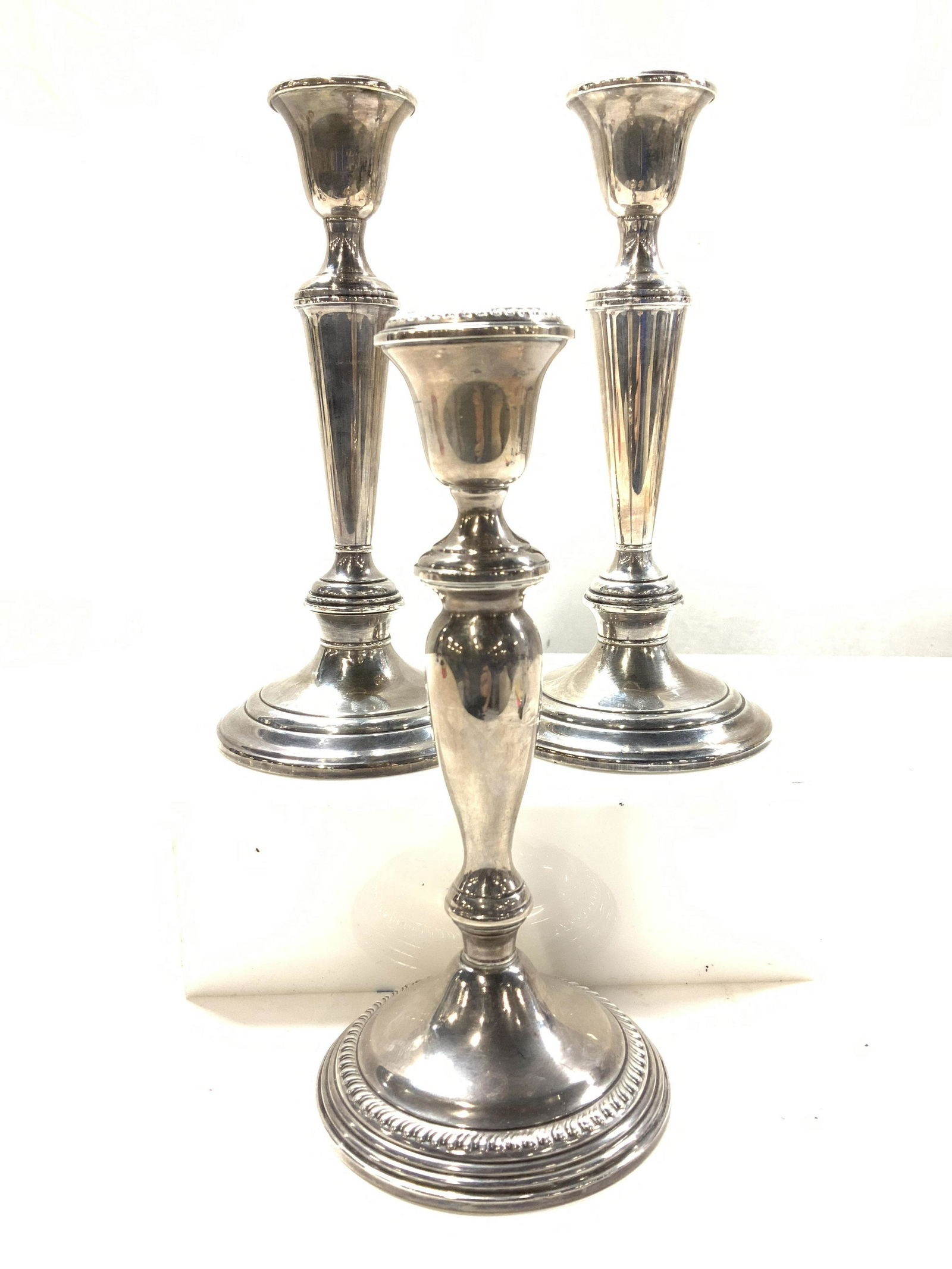 Set3 GORHAM Sterling Silver Candle Sticks 49 ozt (1 of 7)