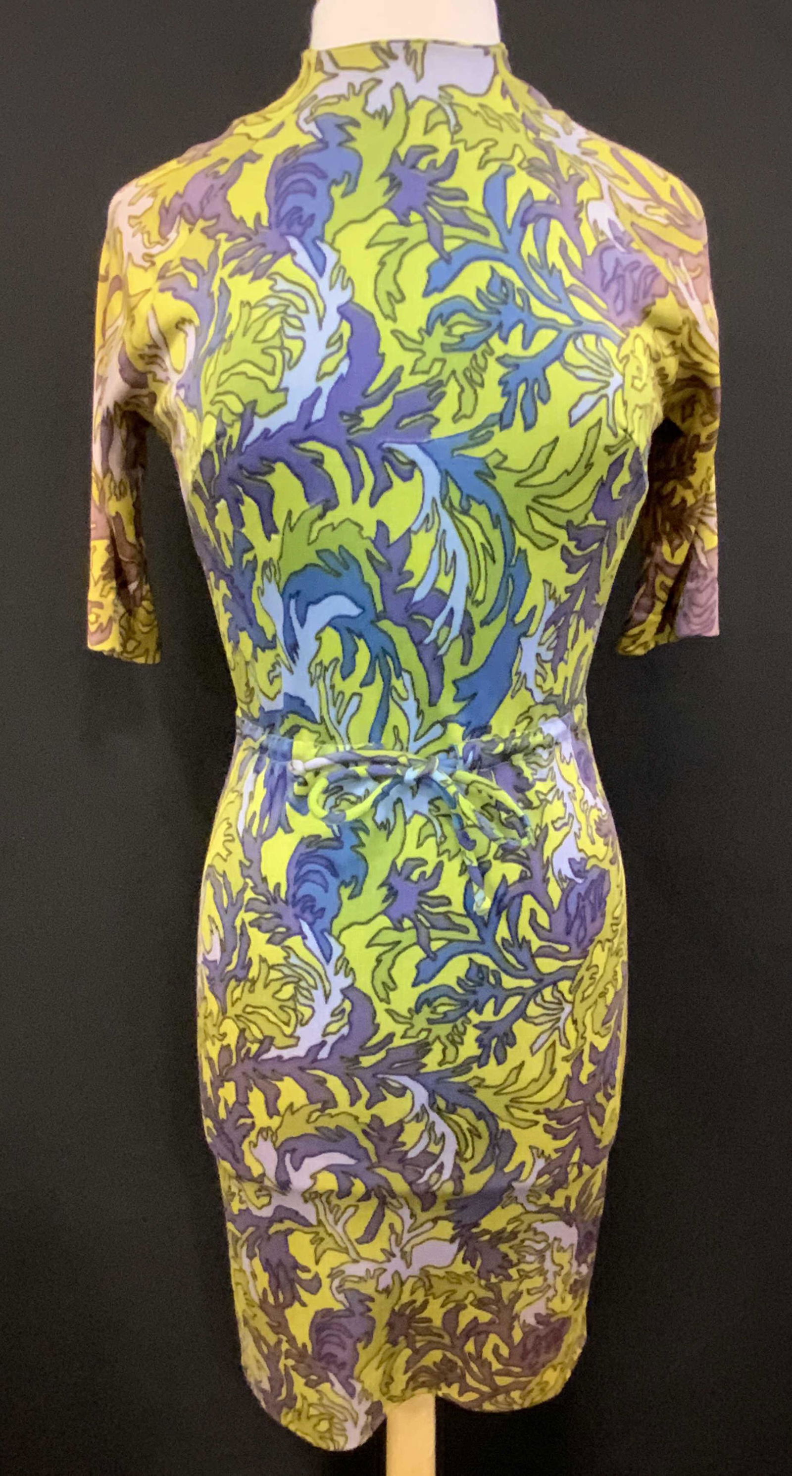 Vintage SYMPHONY Knit Green Abstract Print Dress (1 of 8)