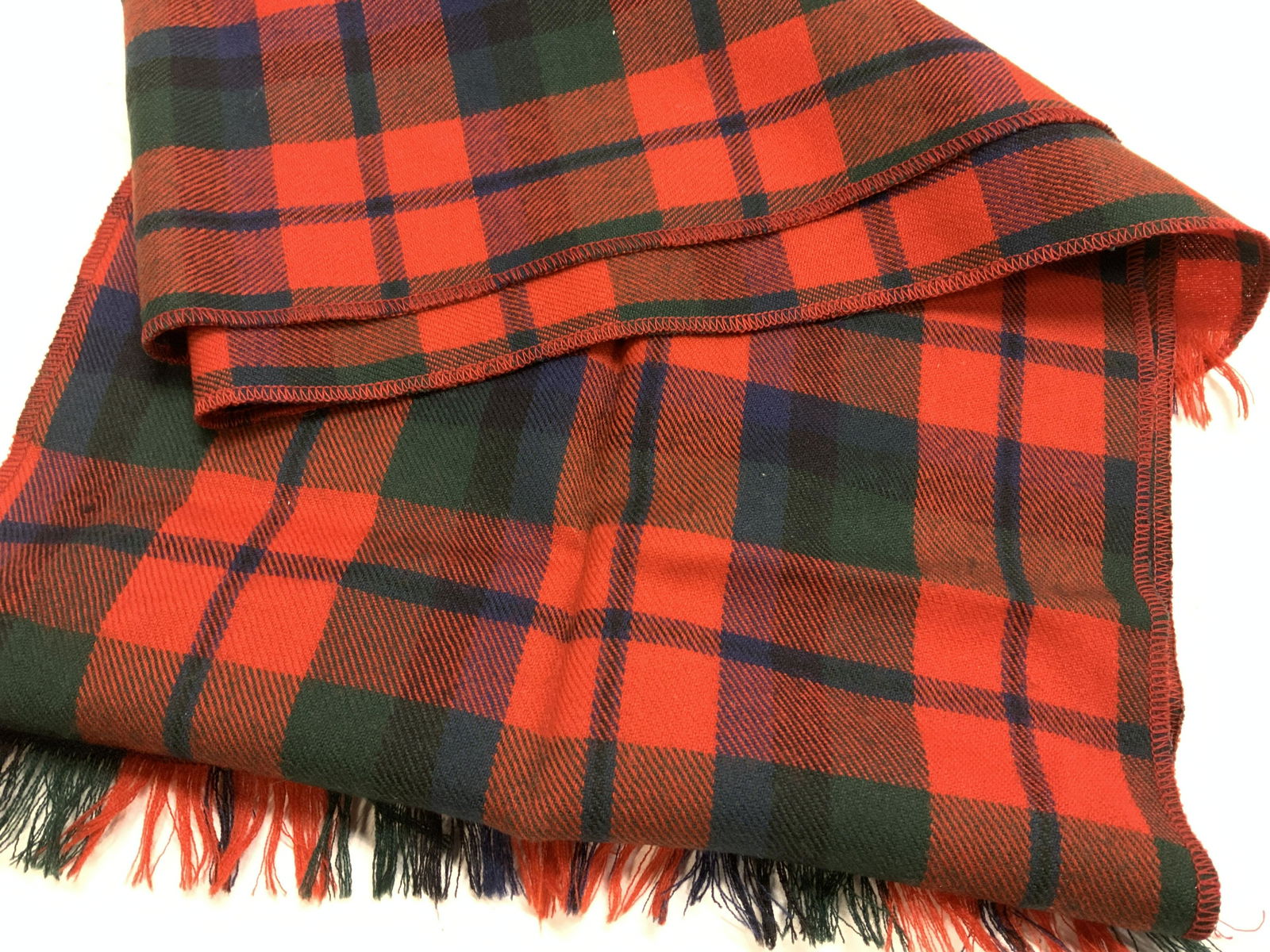 Plaid Wool Scarf with Fringe (1 of 6)