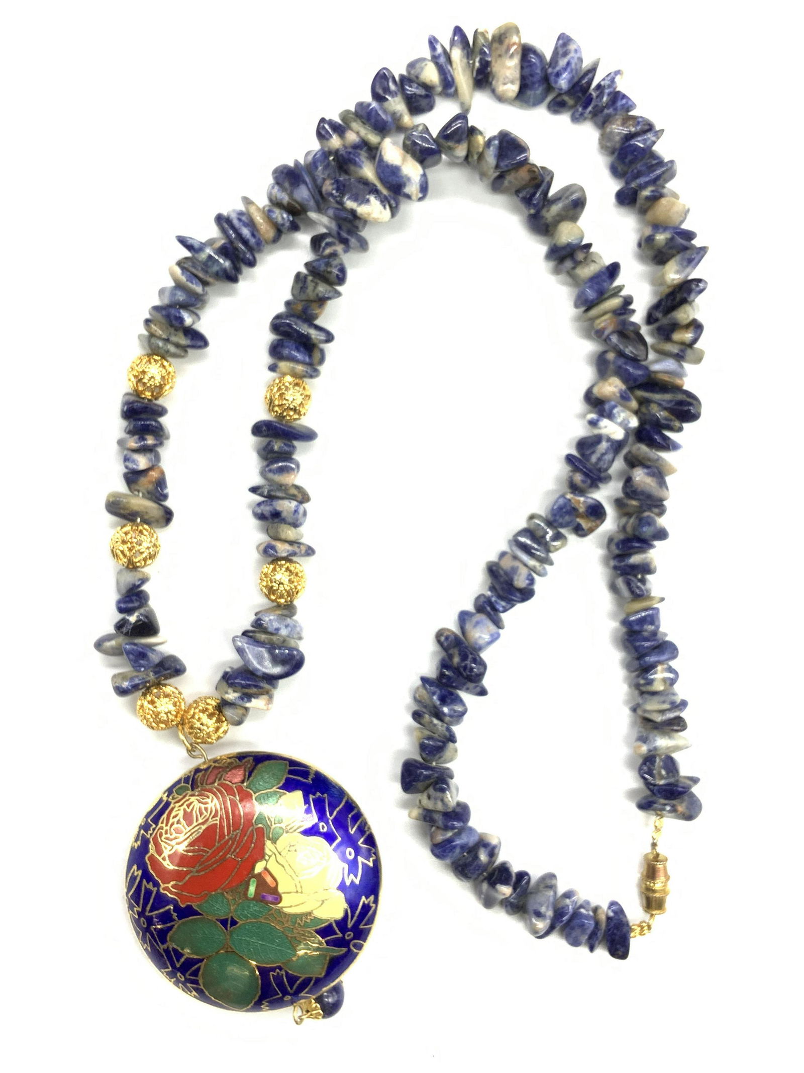 Blue Soladite Necklace w Jintai Sapphire Pendant (1 of 6)