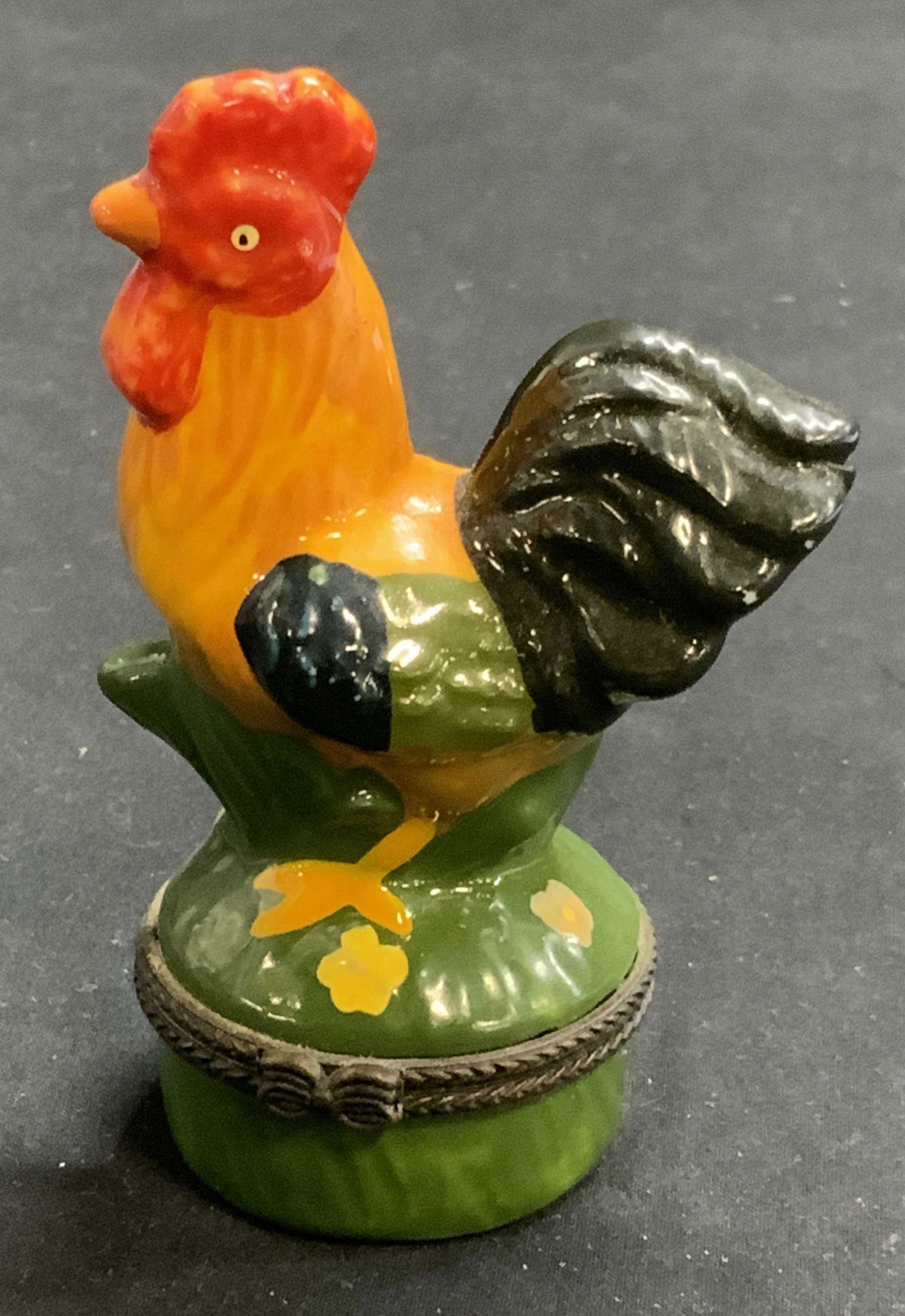 Hand Painted Ceramic Rooster Pill Box (1 of 6)