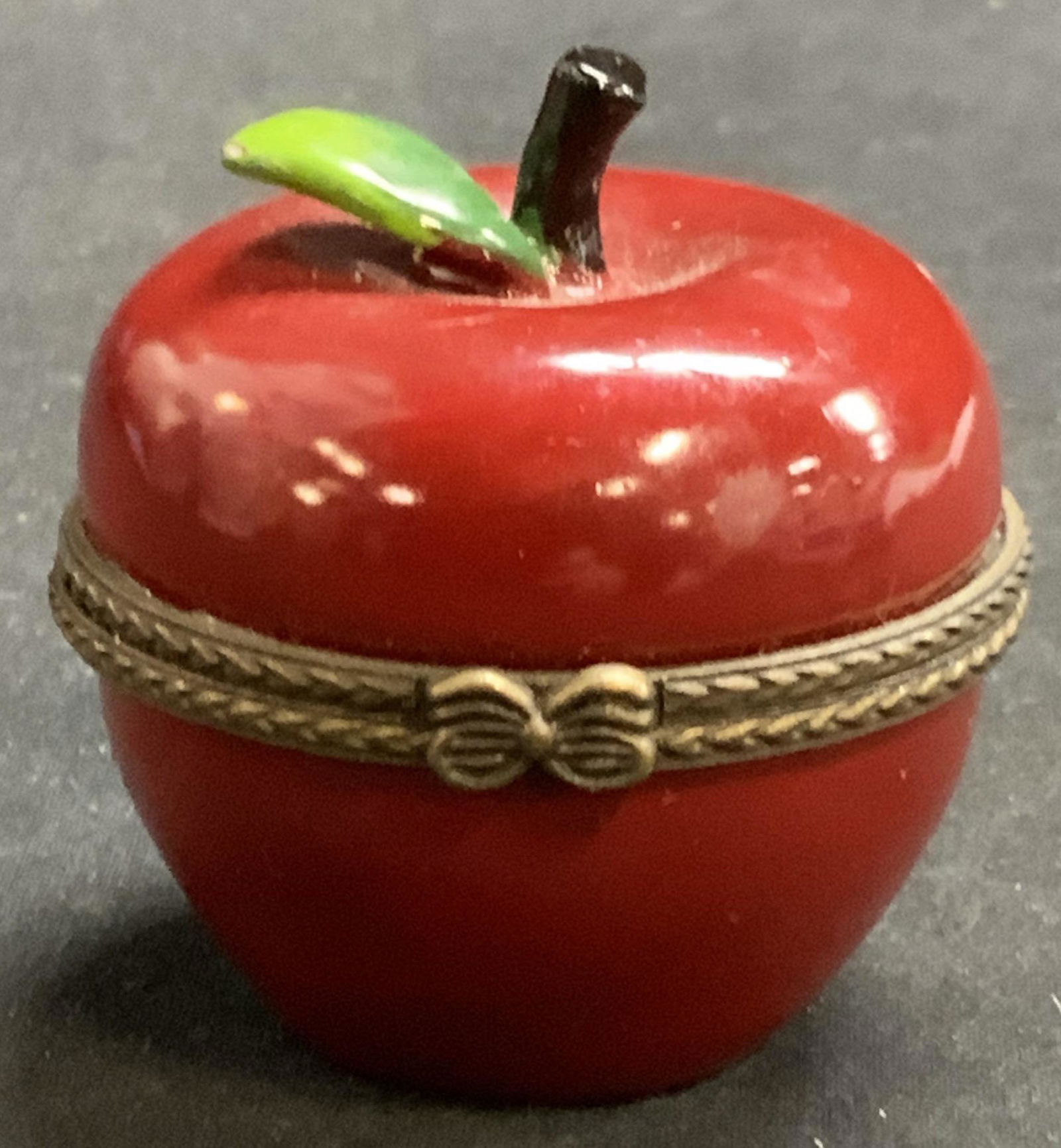 Limoges Style Porcelain Apple Trinket Box (1 of 6)
