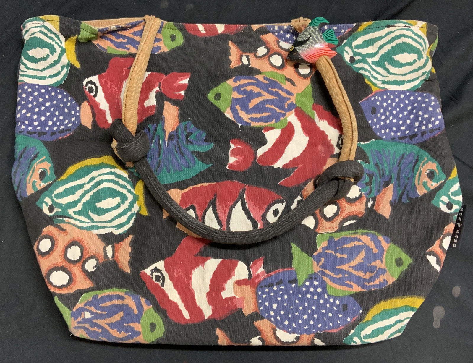 SUN N SAND Fish Print Beach Tote Bag (1 of 7)