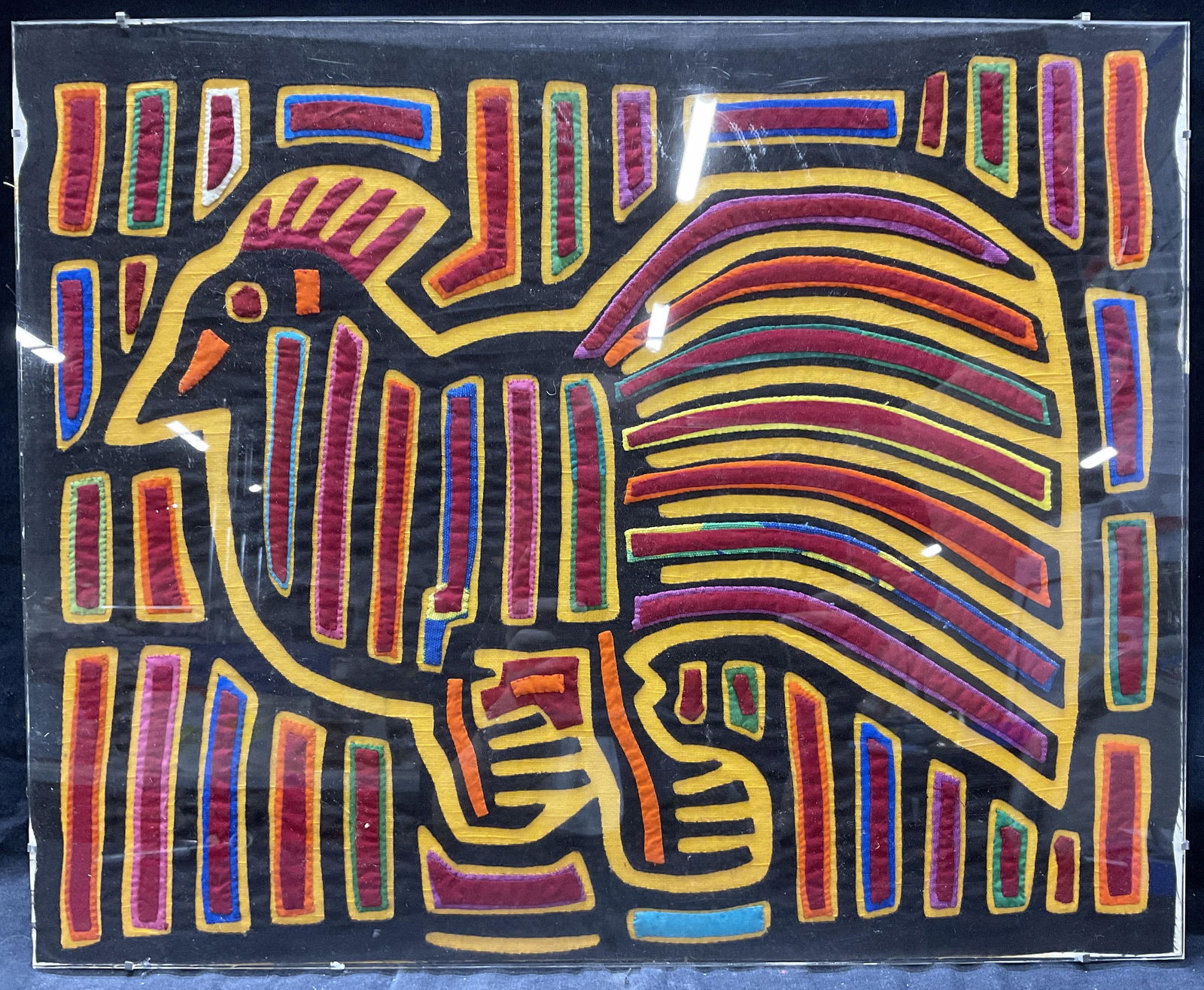 Rainbow Chicken Tapestry, Textile Art: Piece is protected behind an acrylic piece, with foam board backing, with wire to back to hang. Measures approx 18.5 x 15 inches. NOT examined out of acrylic and foam backing, Country decor, art, wall