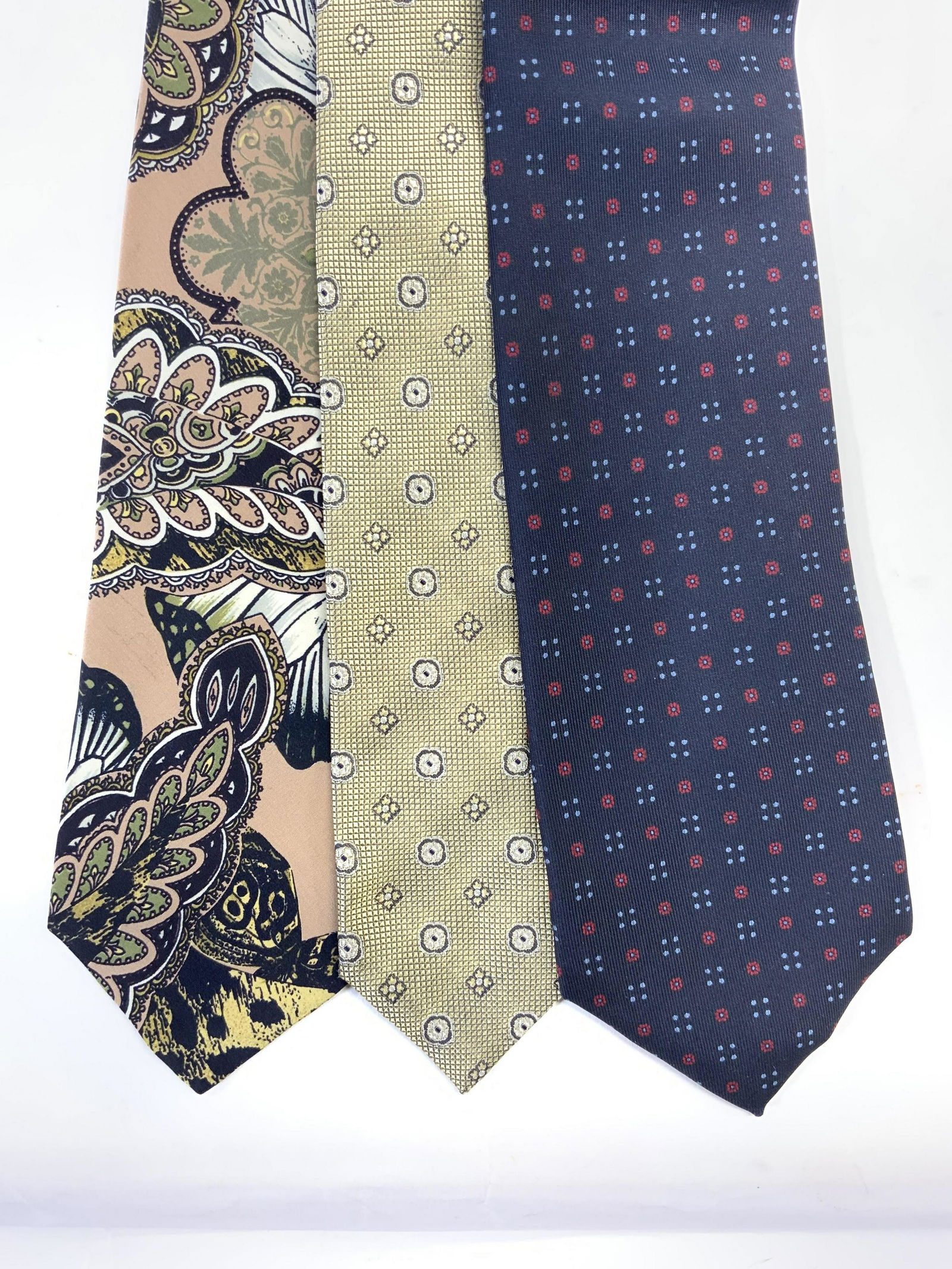 Lot 3 Patterned Silk Designer Neckties Italy (1 of 8)