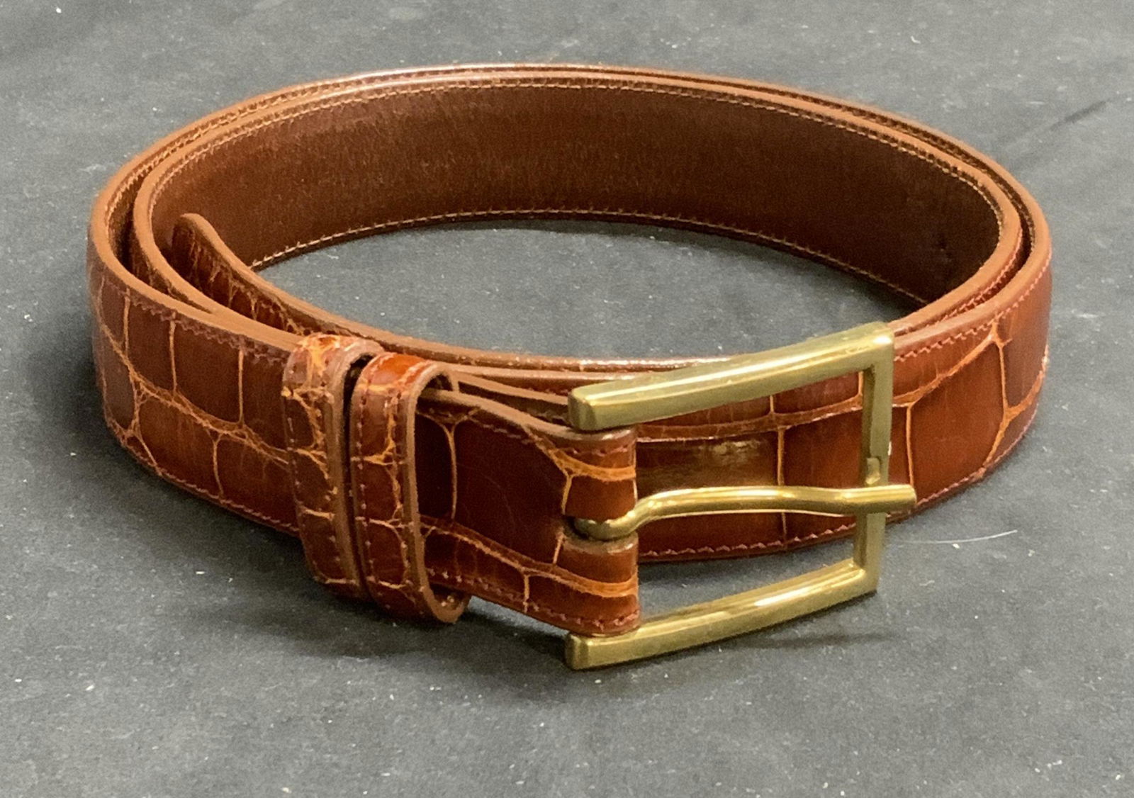 KLEINBERG SHERRILL Brown Alligator Leather Belt (1 of 7)