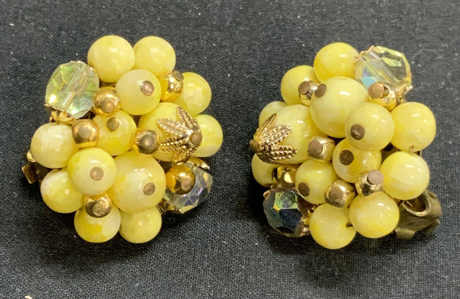 Vintage Chunky Beaded Clip On Earrings, Japan (1 of 6)