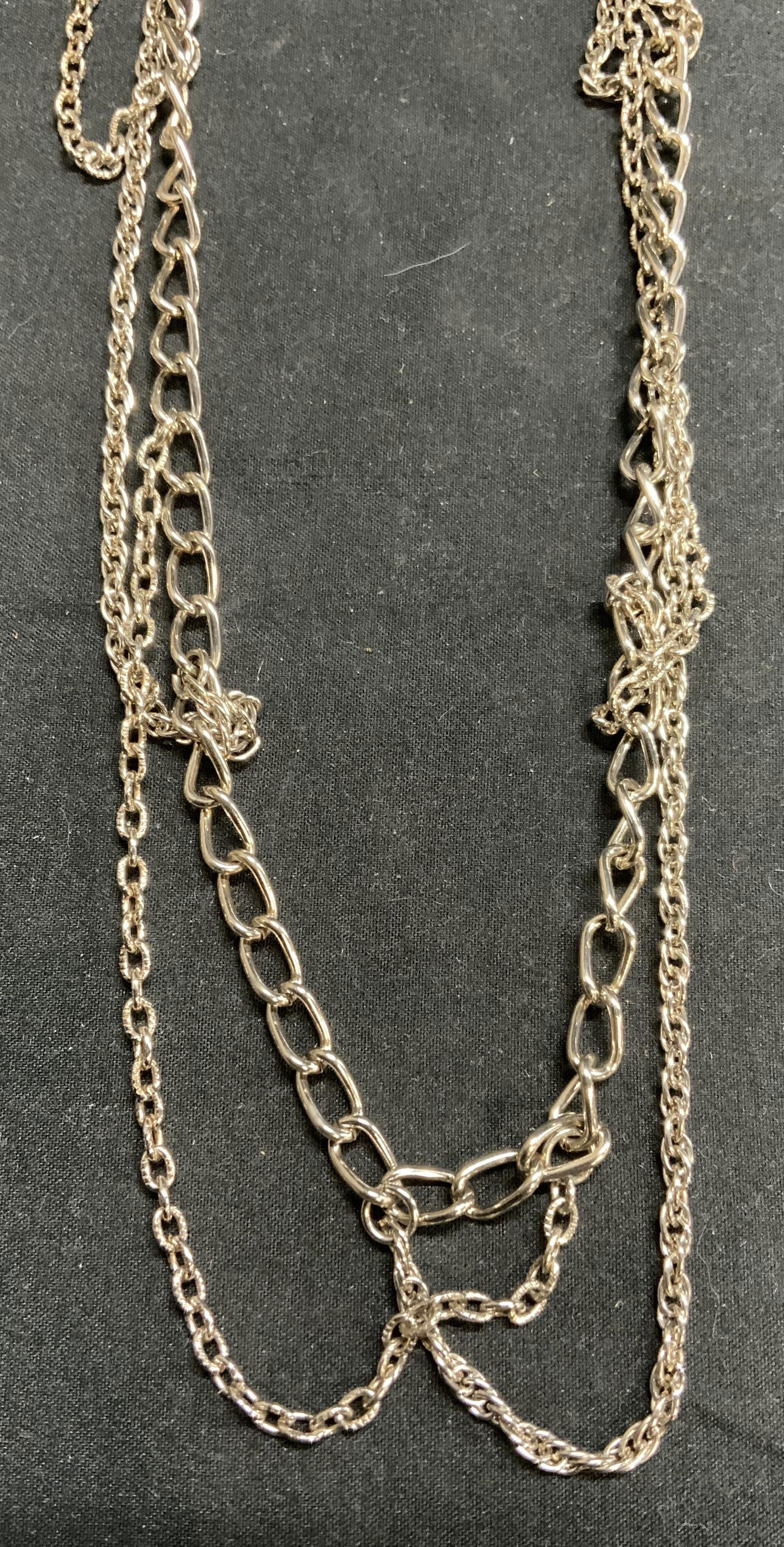 Silver Tone Multi Chain Necklace, Jewelry (1 of 6)