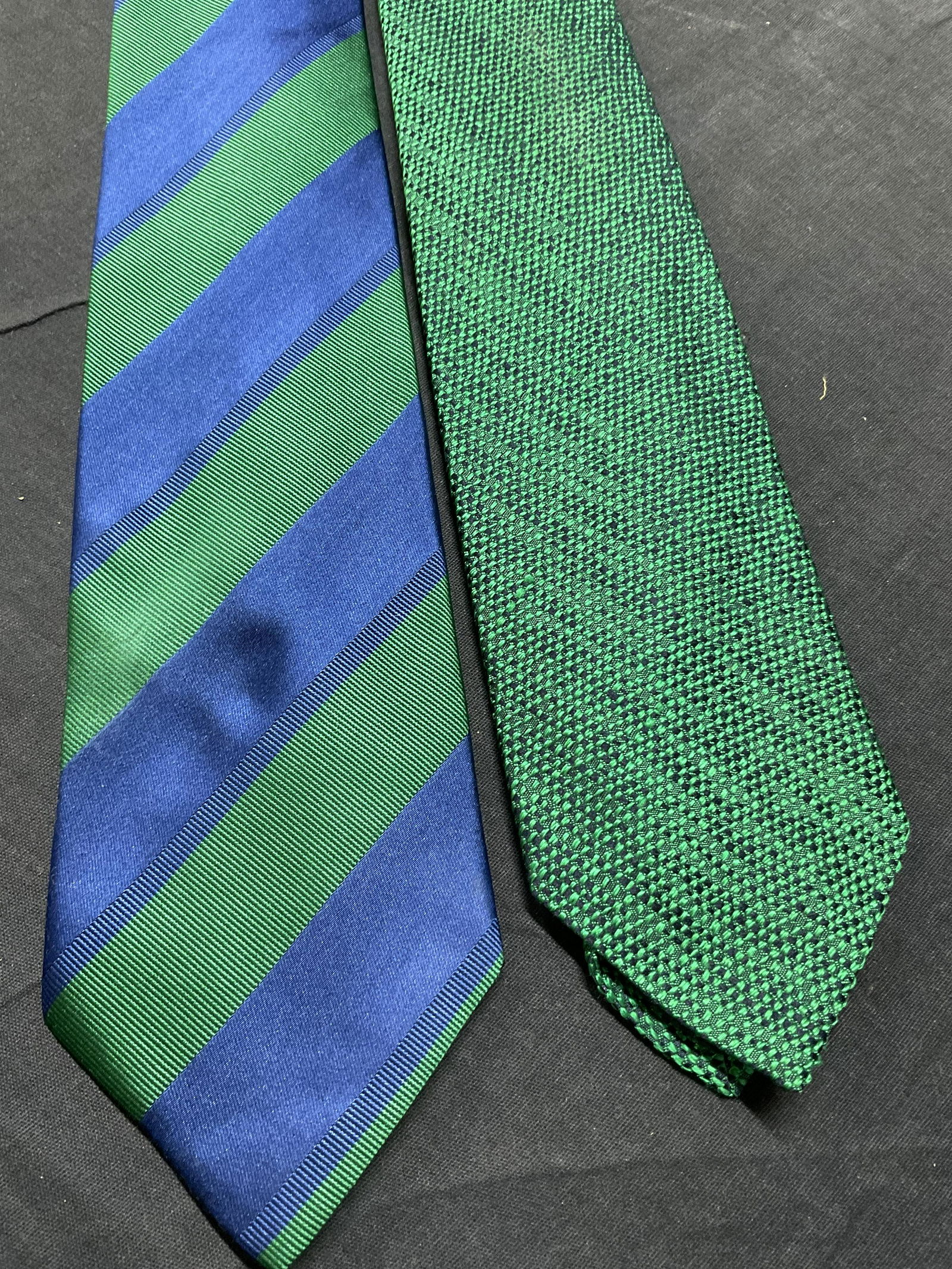 Lot 2 CHARVET Silk Ties, France: Lot 2 CHARVET Silk Ties. Labeled Made in France, Silk ties. Each tie labeled CHARVET Place VENDOME. Longest tie measures approx 59 inches. Minor visible wear to pieces. Ties, CHARVET fashion, CHARVET