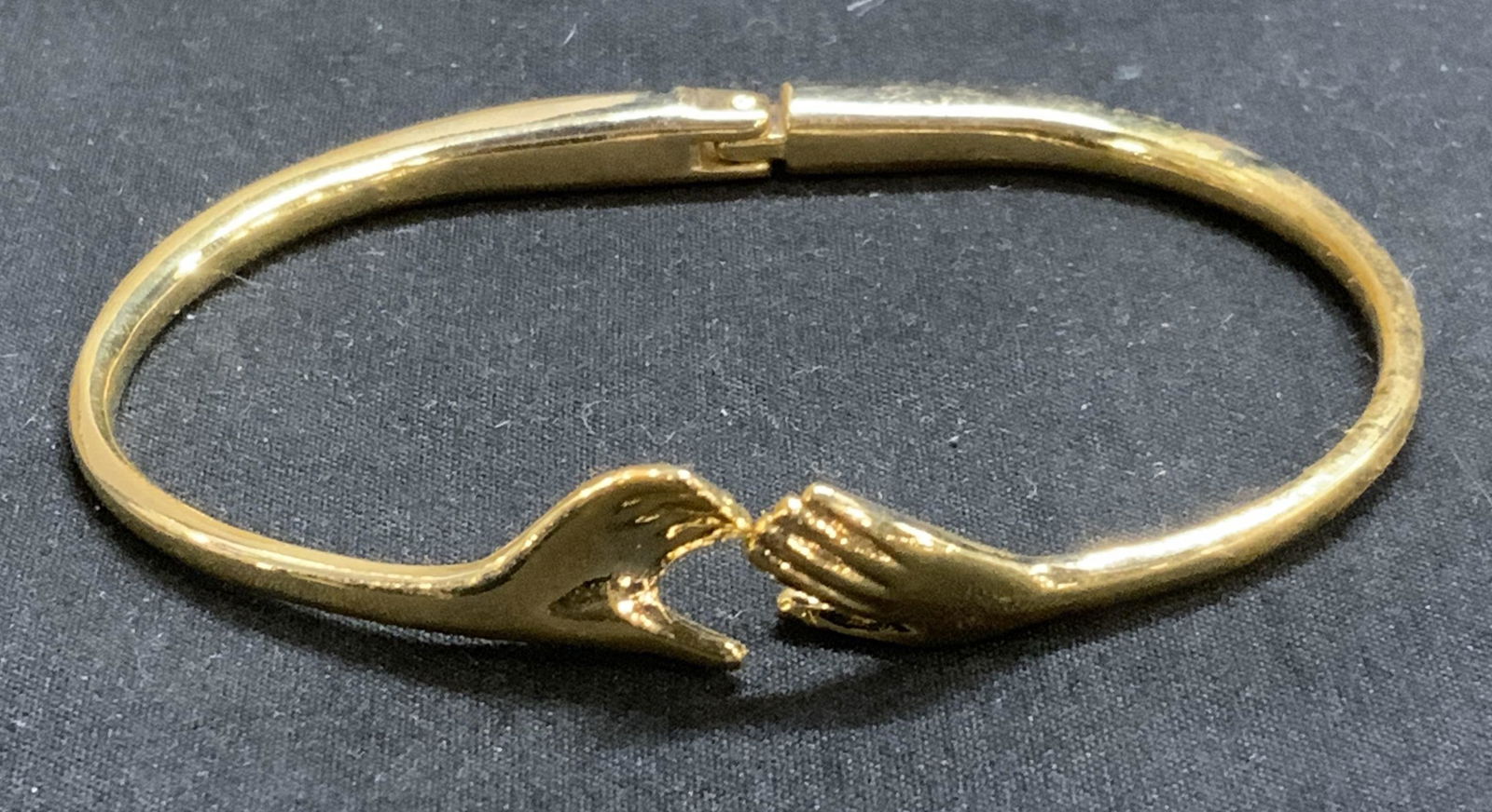 Gold Tone Clasping Hands Bracelet, Jewelry (1 of 6)