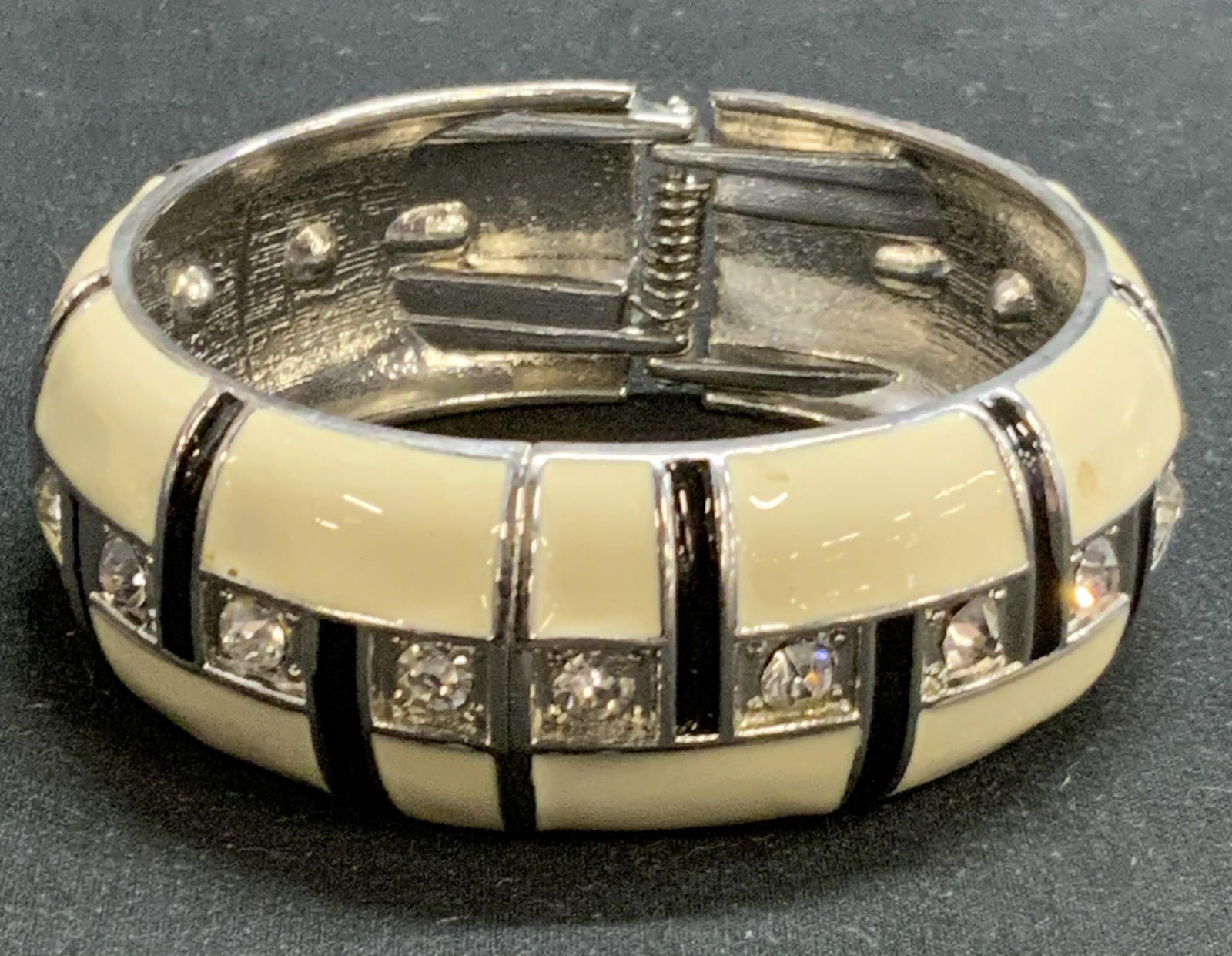 Black/White Enameled Crystal Bangle Bracelet (1 of 6)