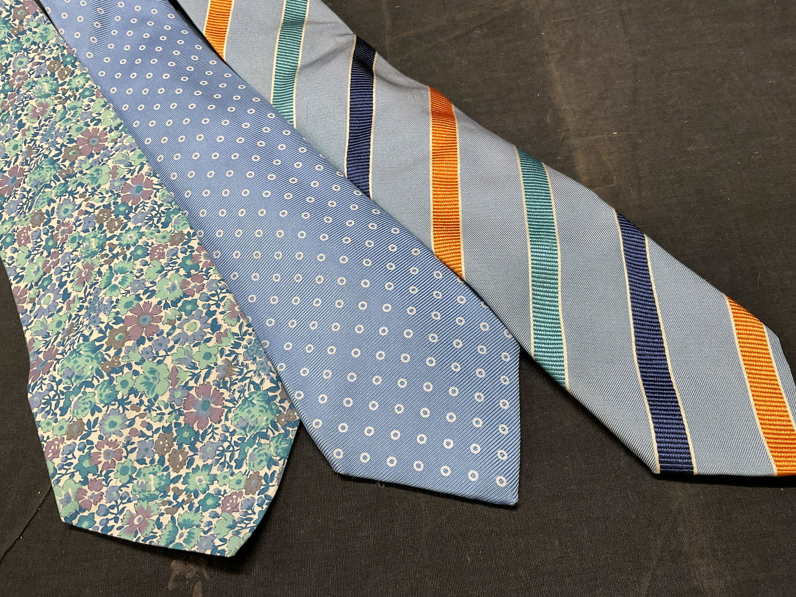 Lot 3 Blue Tones Silk & Cotton Ties, Cosma & More (1 of 6)