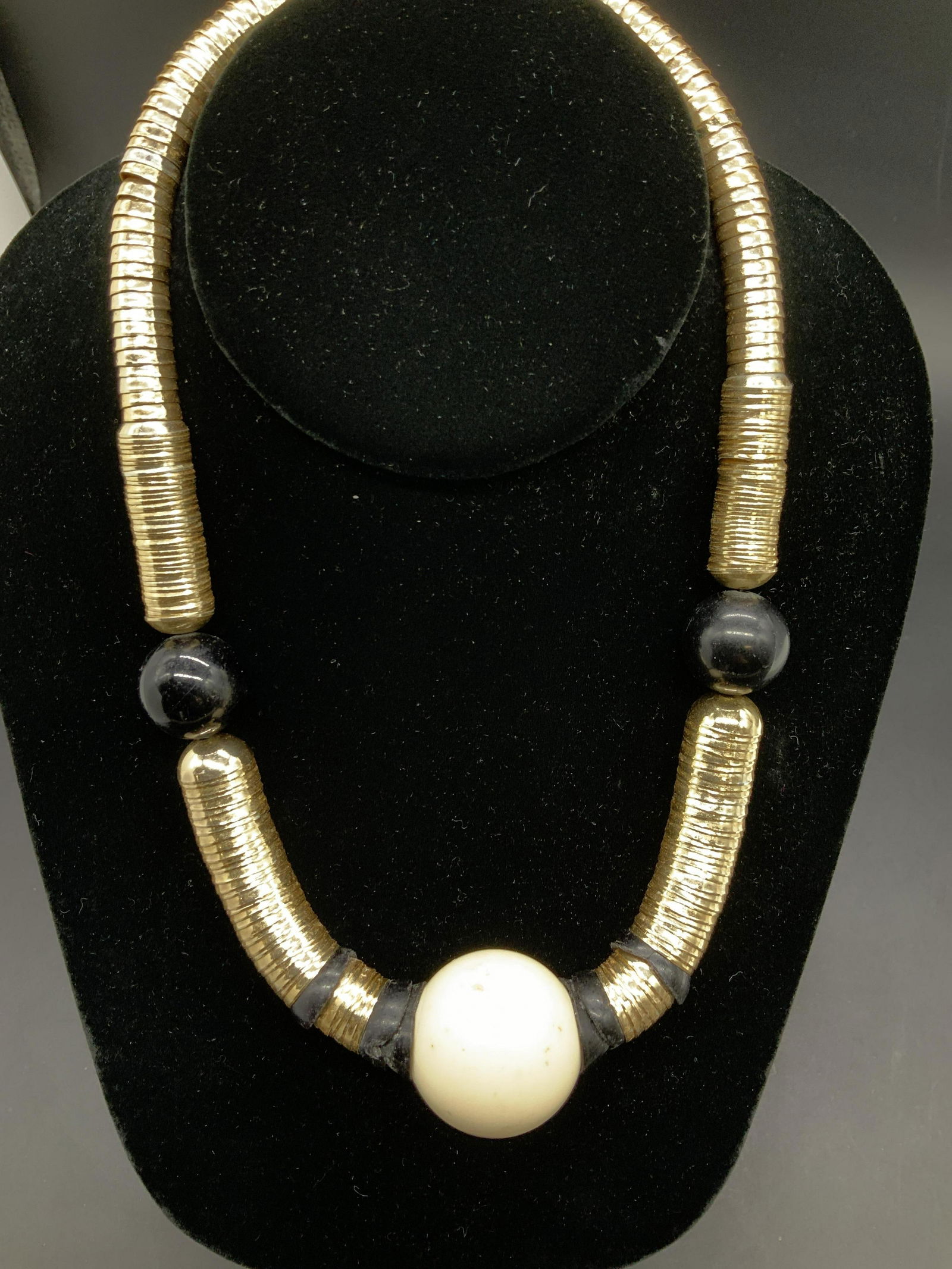 Modernist Sculptural Gold Tone,Chunky Bead Neck (1 of 6)