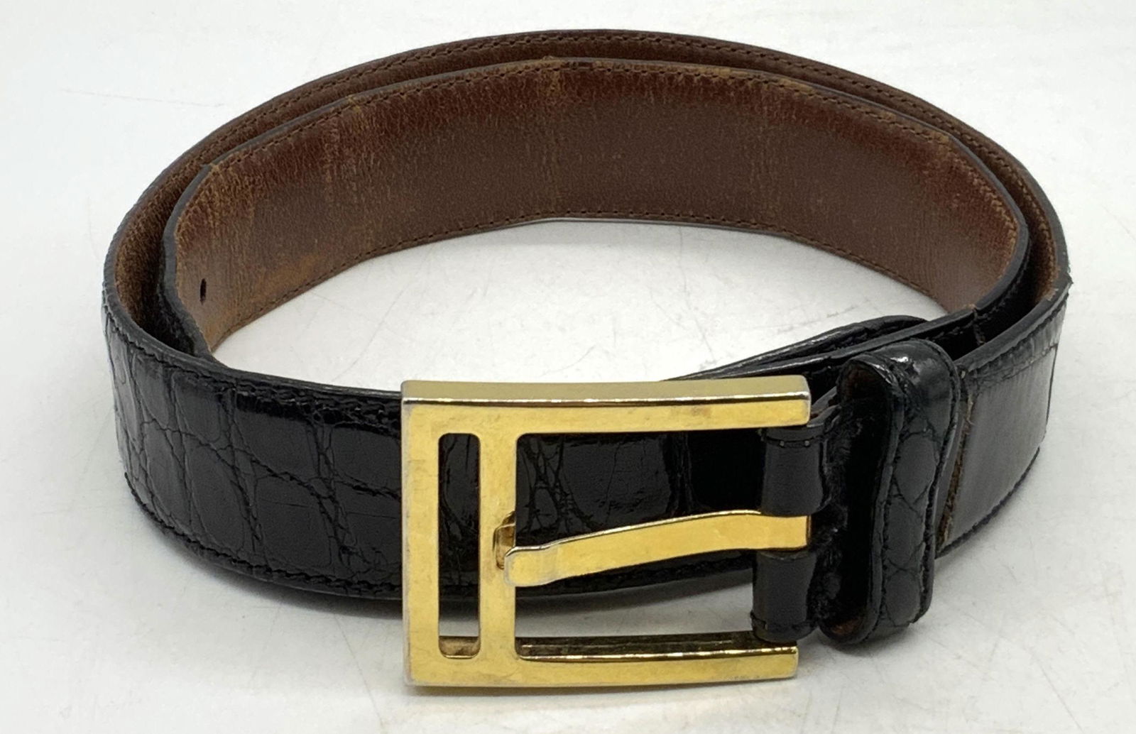 DE VECCHI Black Alligator Belt, Designer Menswear (1 of 7)