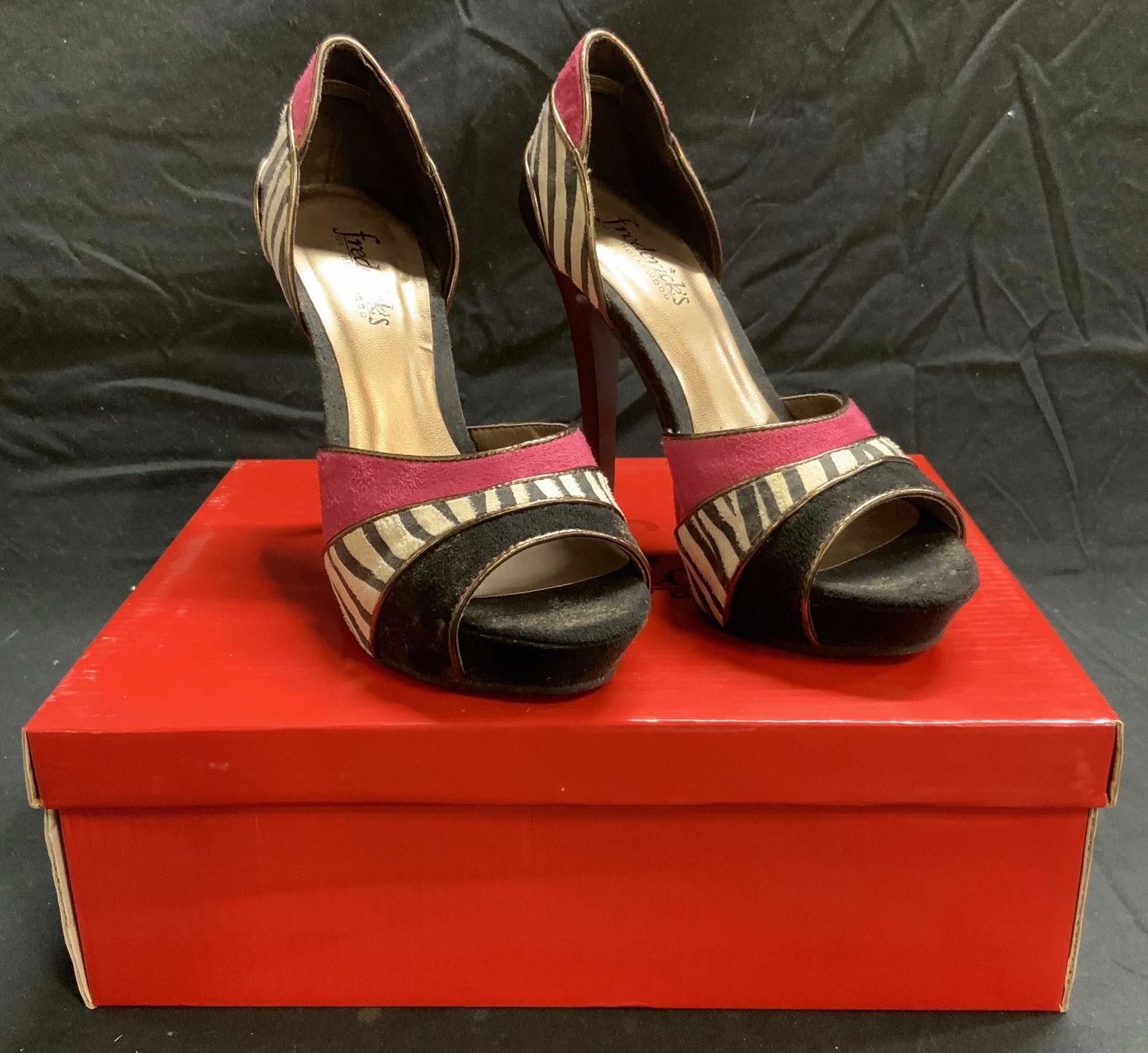 FREDERICKS HOLLYWOOD Peep Toe Zebra Heels (1 of 6)