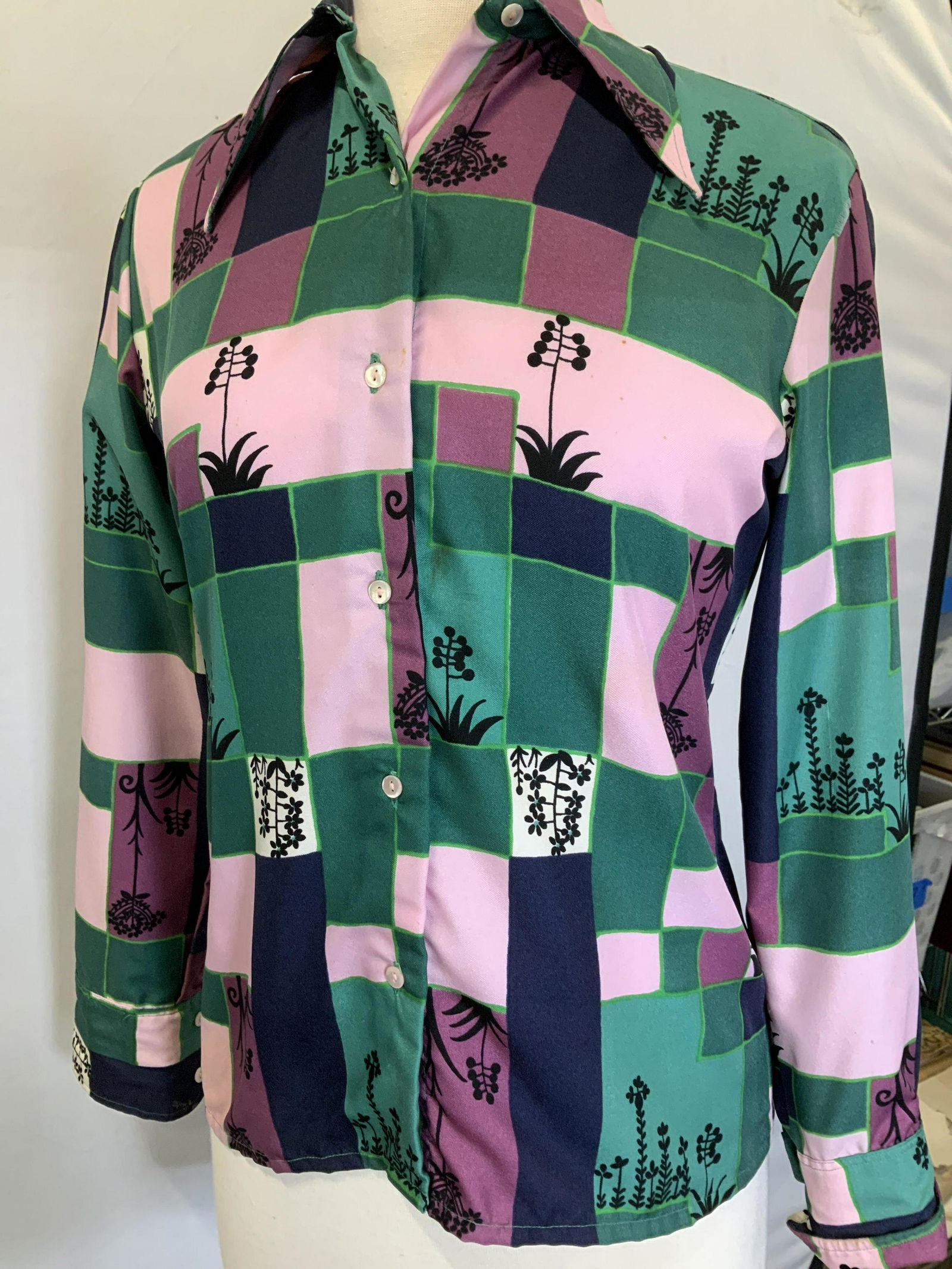 Max Aviland Paris MId C Silk Color Block Blouse, (1 of 6)