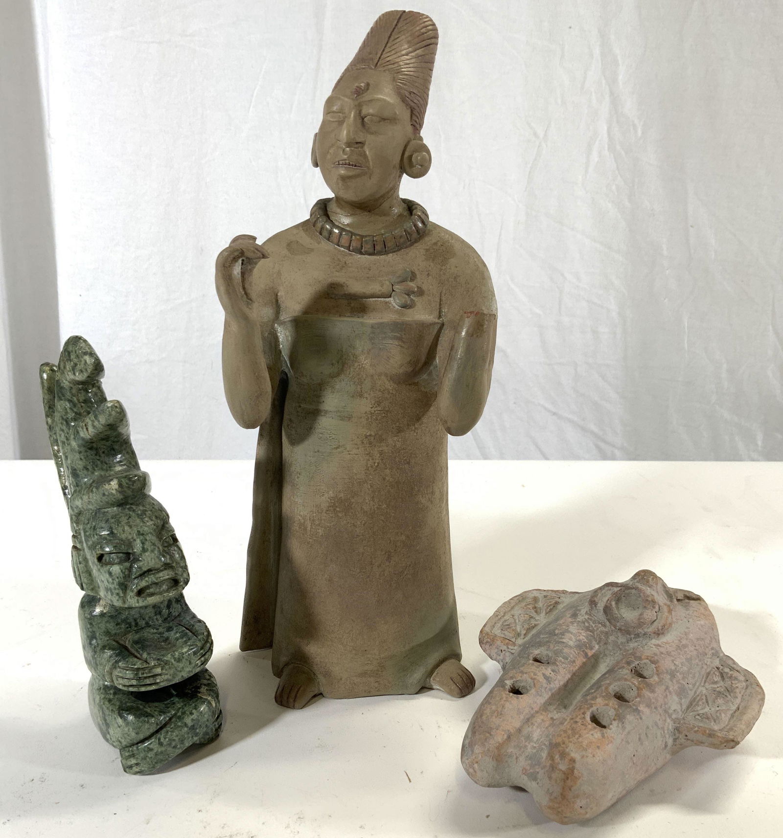 Lot 3 Ceramic & Stone Tribal Figures (1 of 8)