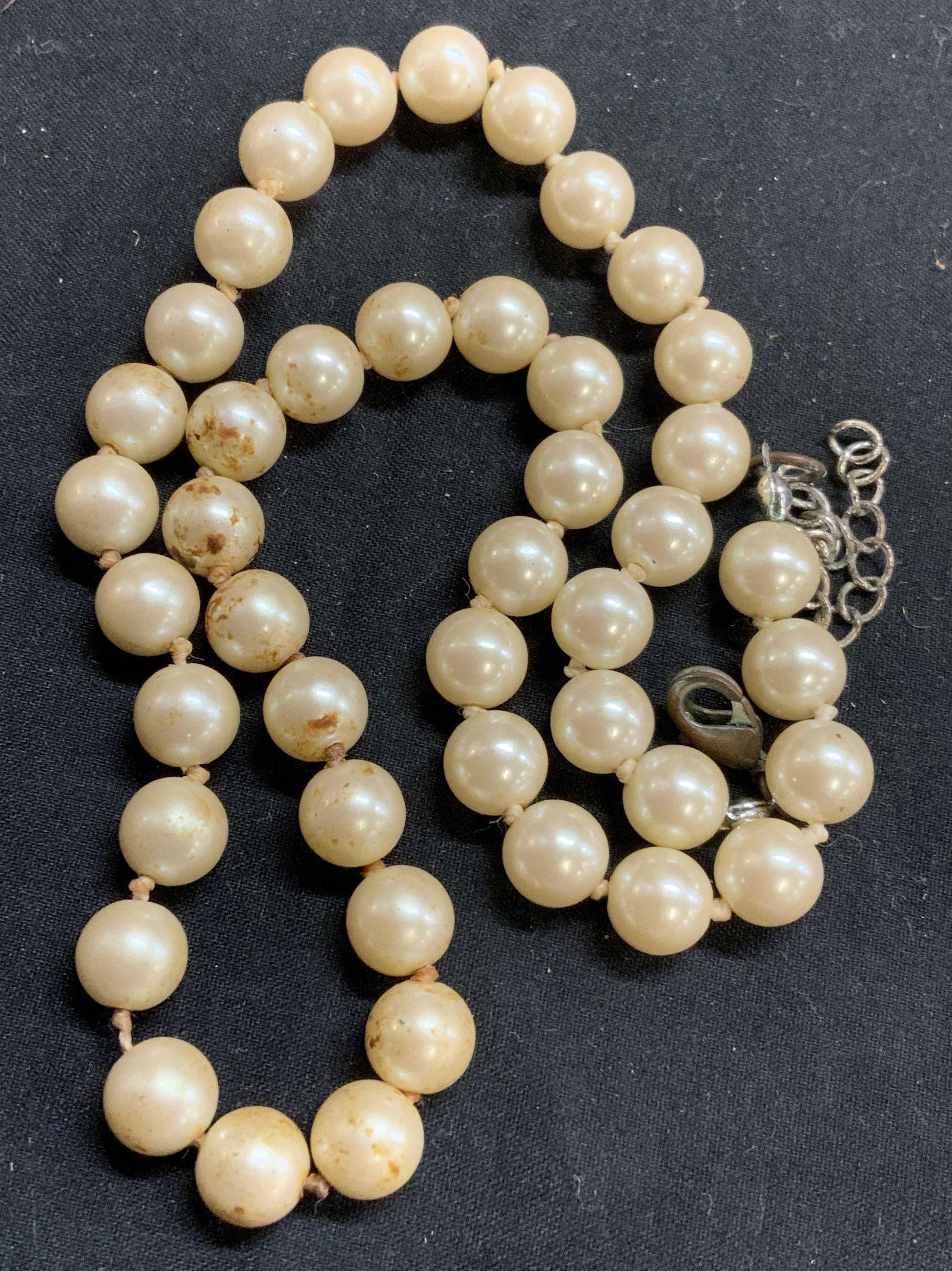 Faux Pearl Choker Necklace, Jewelry: Faux pearl choker necklace. Measures approx. 17.5 inches long. Surface wear consistent with exposure. Property of Palm Beach, Florida Estate. Estate jewelry, fashion jewelry, costume jewelry, cocktail