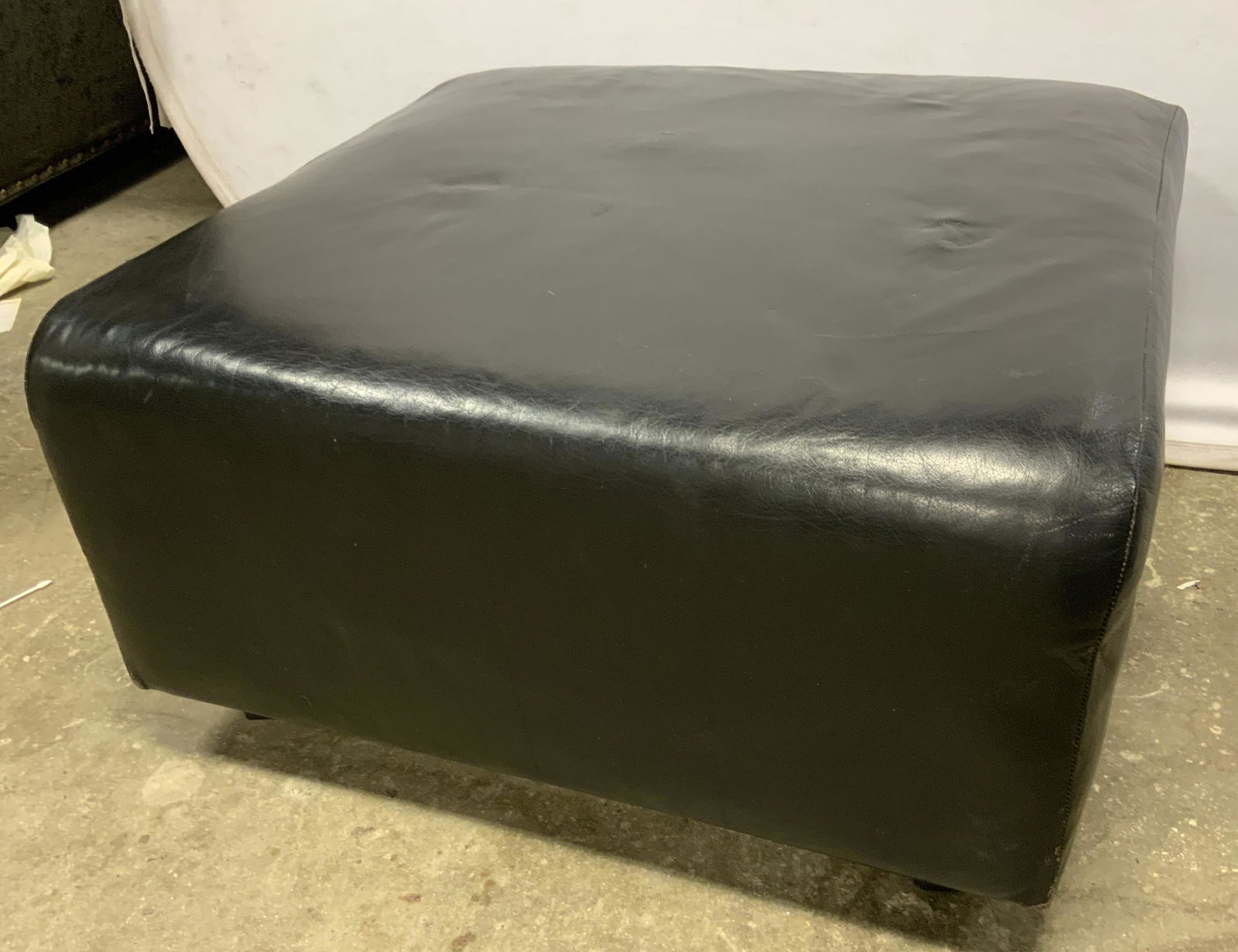 Wheeled Black Leather Ottoman (1 of 8)