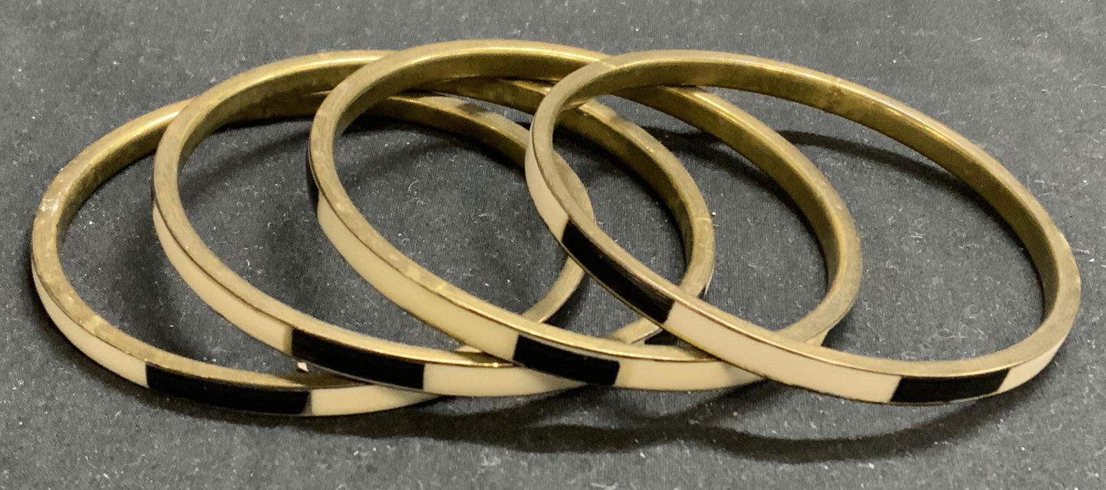 Set 4 Black/White Enameled Brass Bangle Bracelets (1 of 6)