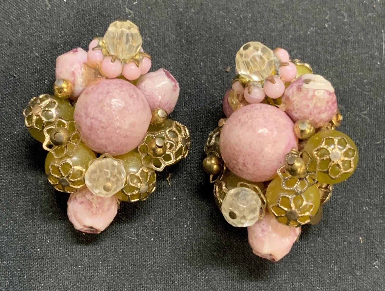 Vintage HOBE Beaded Stud Clip On Earrings (1 of 6)
