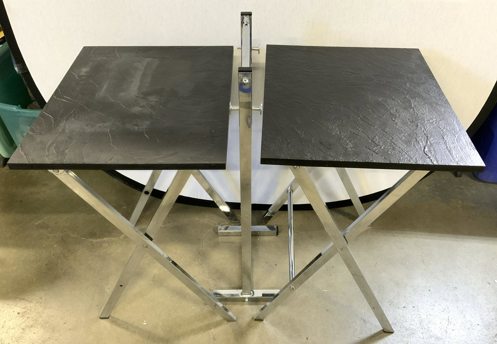 Lot 3 MCM ARTEX TABLES W Chrome Legs & Table Rack (1 of 12)