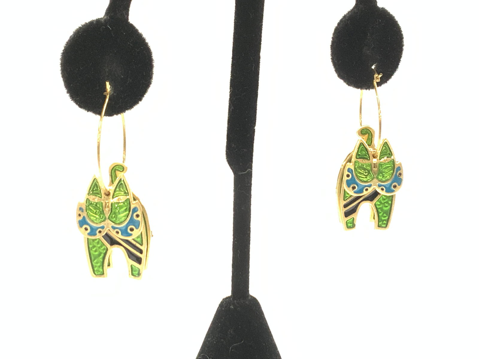 BEREBI Dangle Enamel Cat Hoops in Gold Tn (1 of 6)