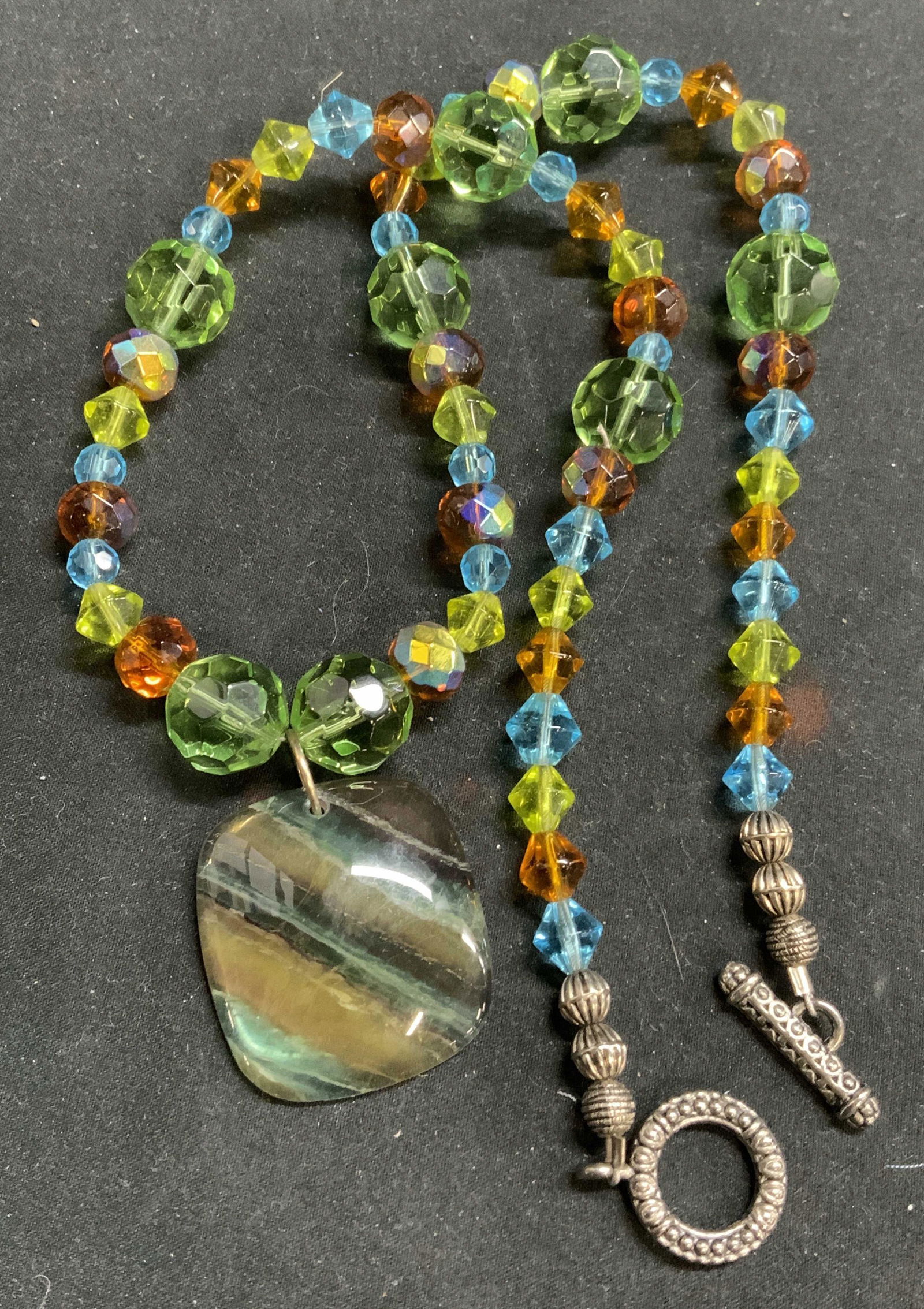 Multi Color Beaded Crystal Pendant Necklace (1 of 7)