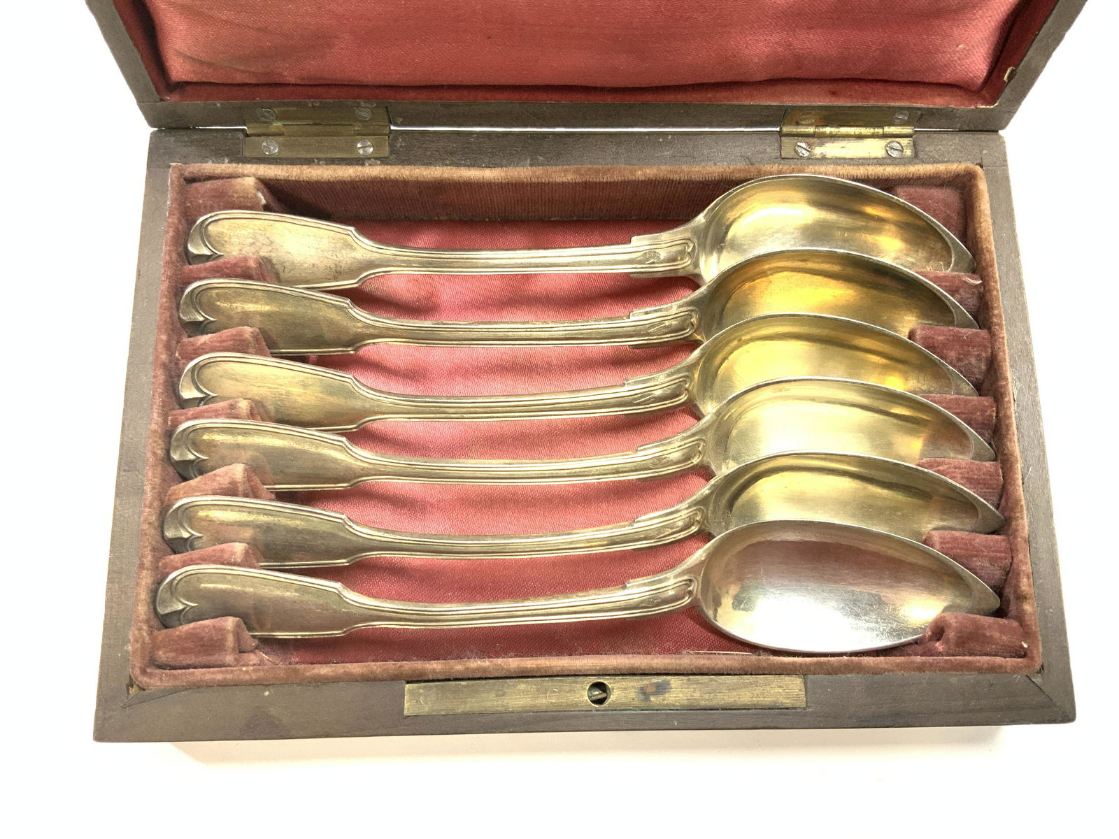 Set 6 SCHWARTZ Coin Silver Fiddle Spoons in Box (1 of 7)