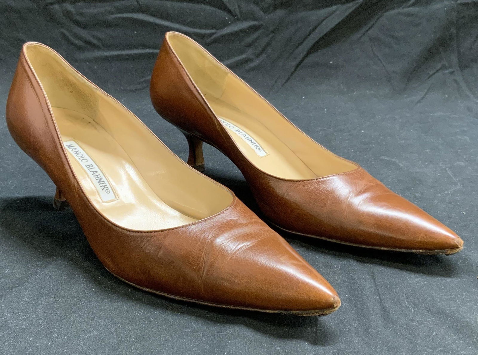 MANOLO BLAHNIK Brown Leather Heels (1 of 6)