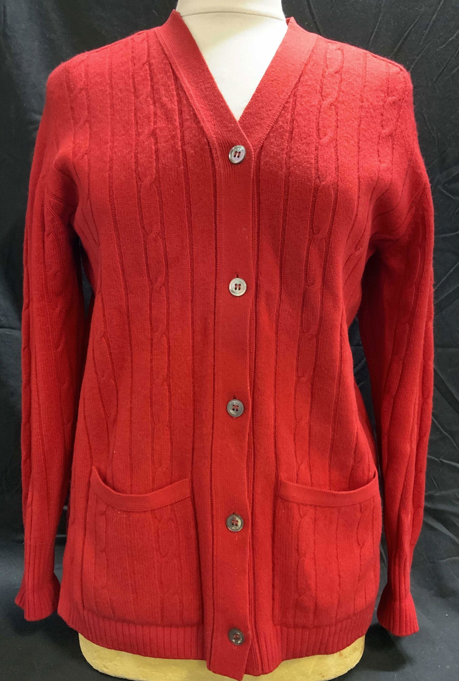 N PEAL Red Pure Cashmere Cable Knit Cardigan (1 of 7)