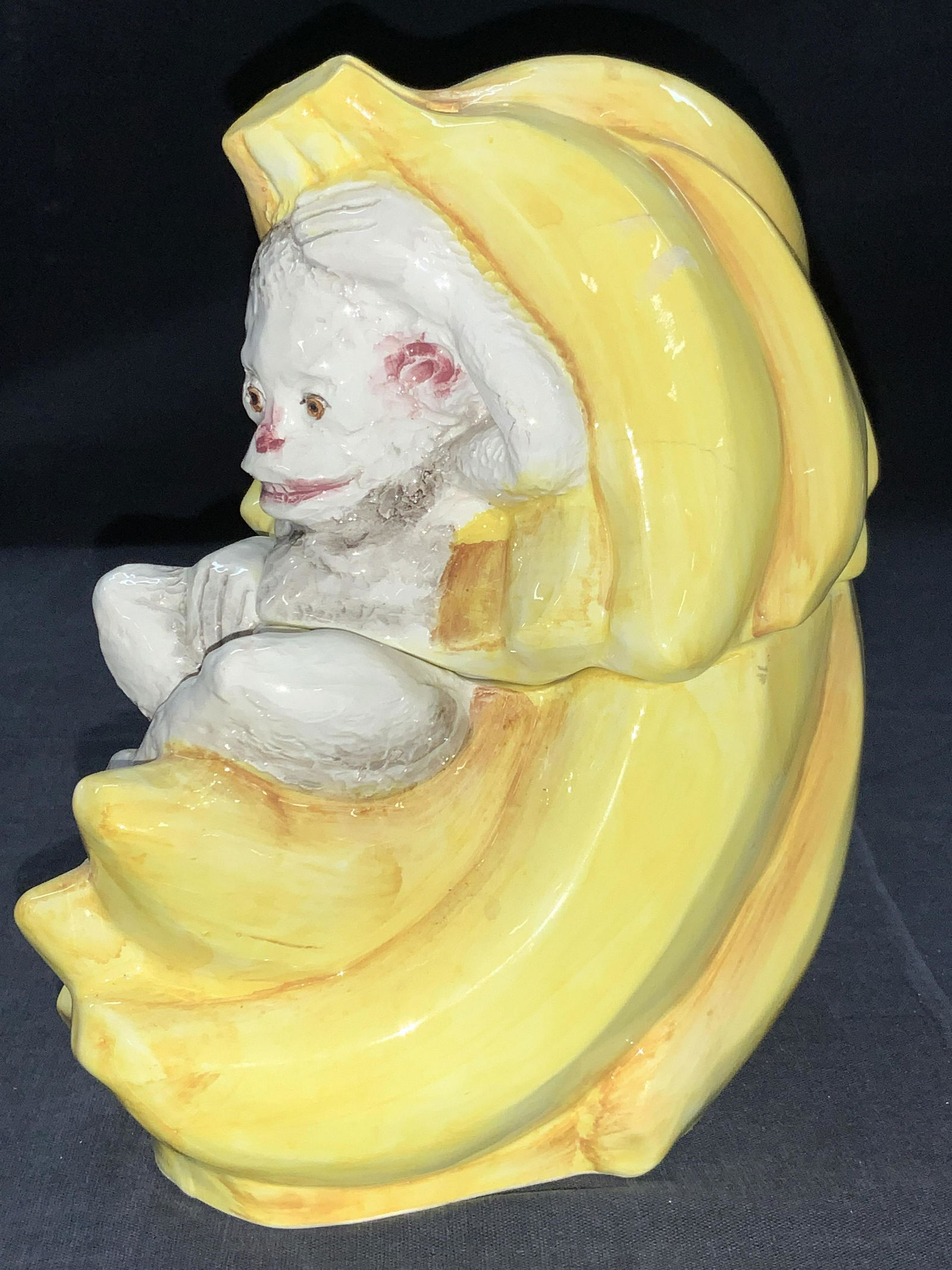 Ceramic Monkey & Banana Vessel, Italy (1 of 8)