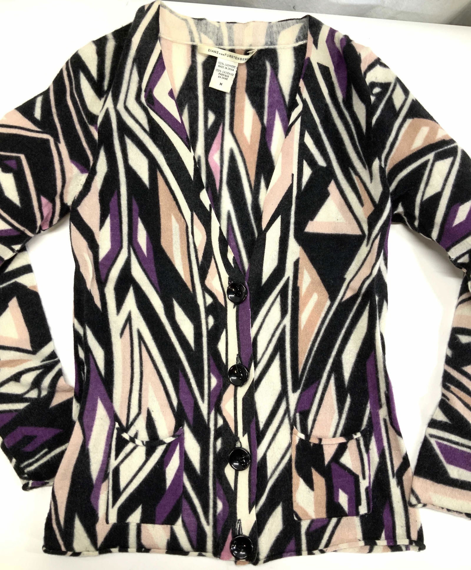 Diane Von FURSTENBERG CASHMERE Geo Print Cardigan (1 of 6)