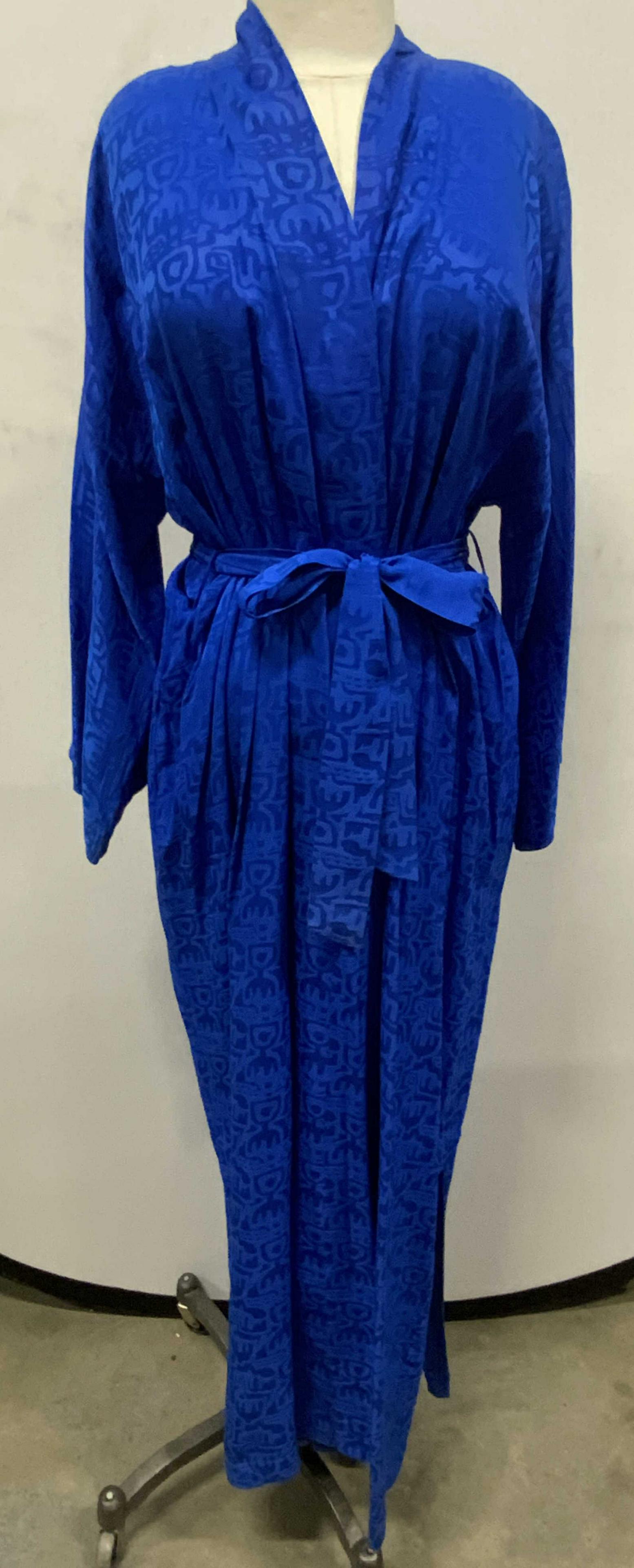 FOUR SEASONS Blue Silk Kimono Robe (1 of 7)