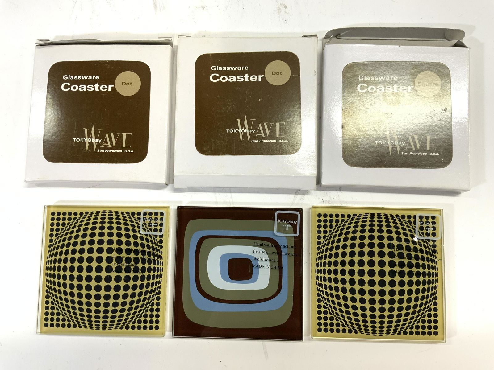 TOKYOBAY Lot 3 Art Glass Coasters In Boxes (1 of 6)