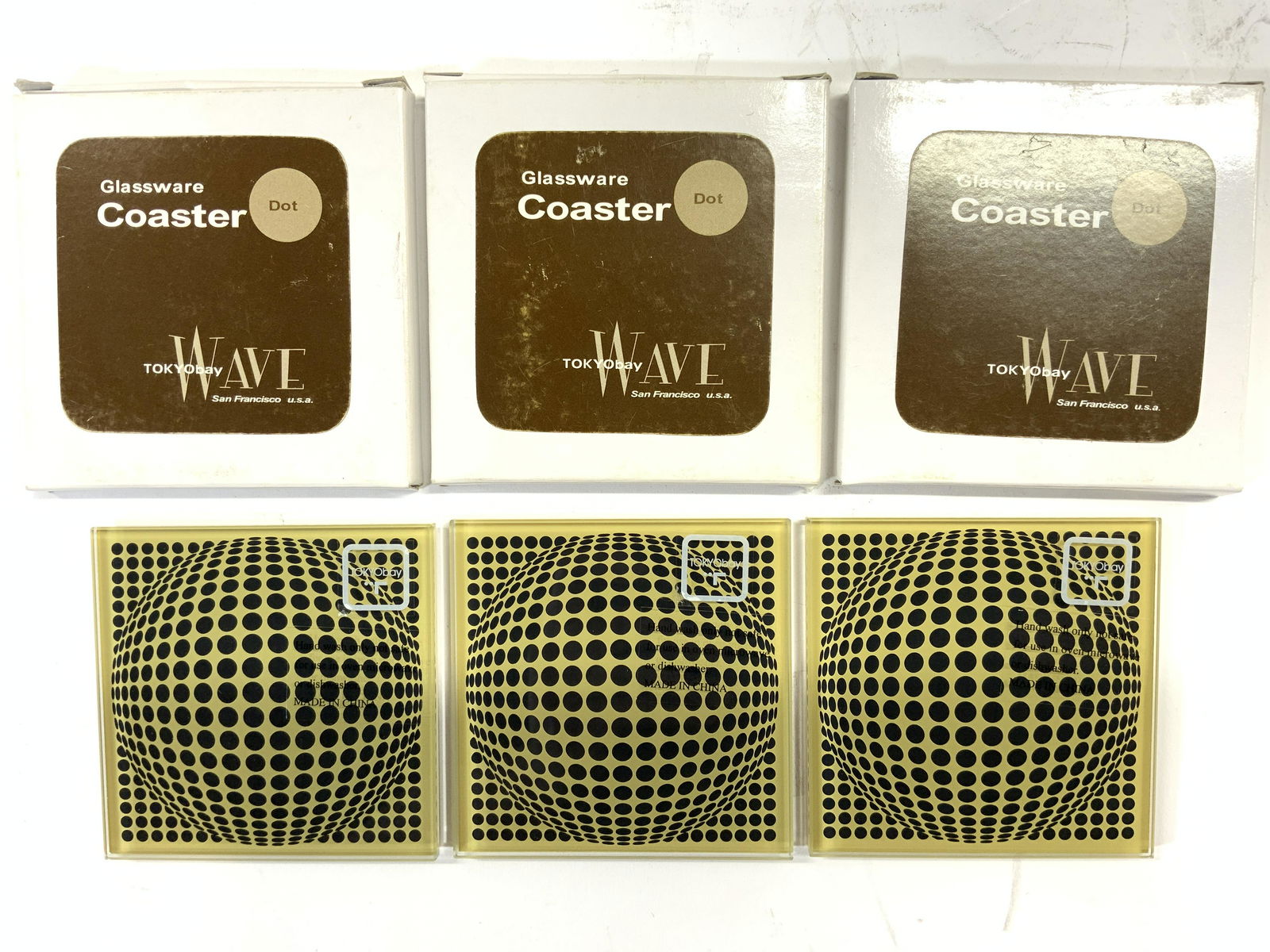 TOKYOBAY Lot 3 Art Glass Coasters In Boxes (1 of 6)