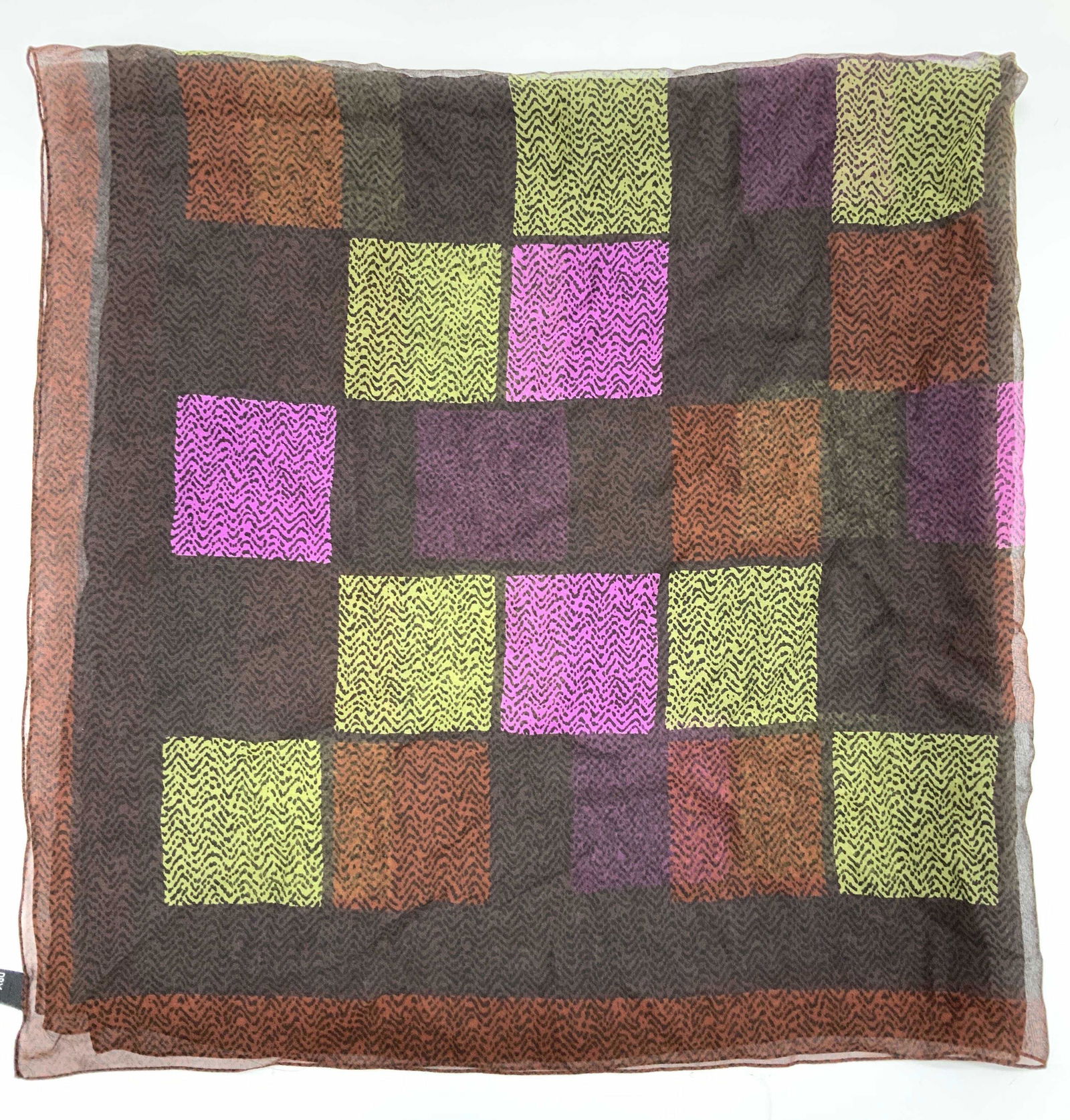 Sheer Silk Block Print Scarf, Italy (1 of 7)