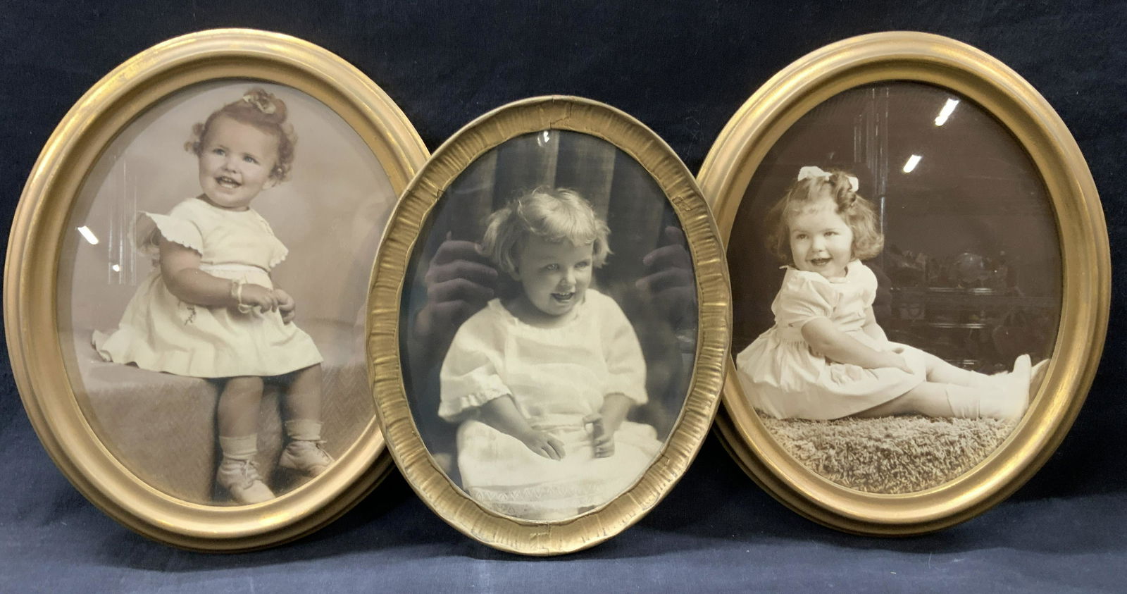 3 Vintage Wooden Oval Shaped Wall Frames (1 of 8)