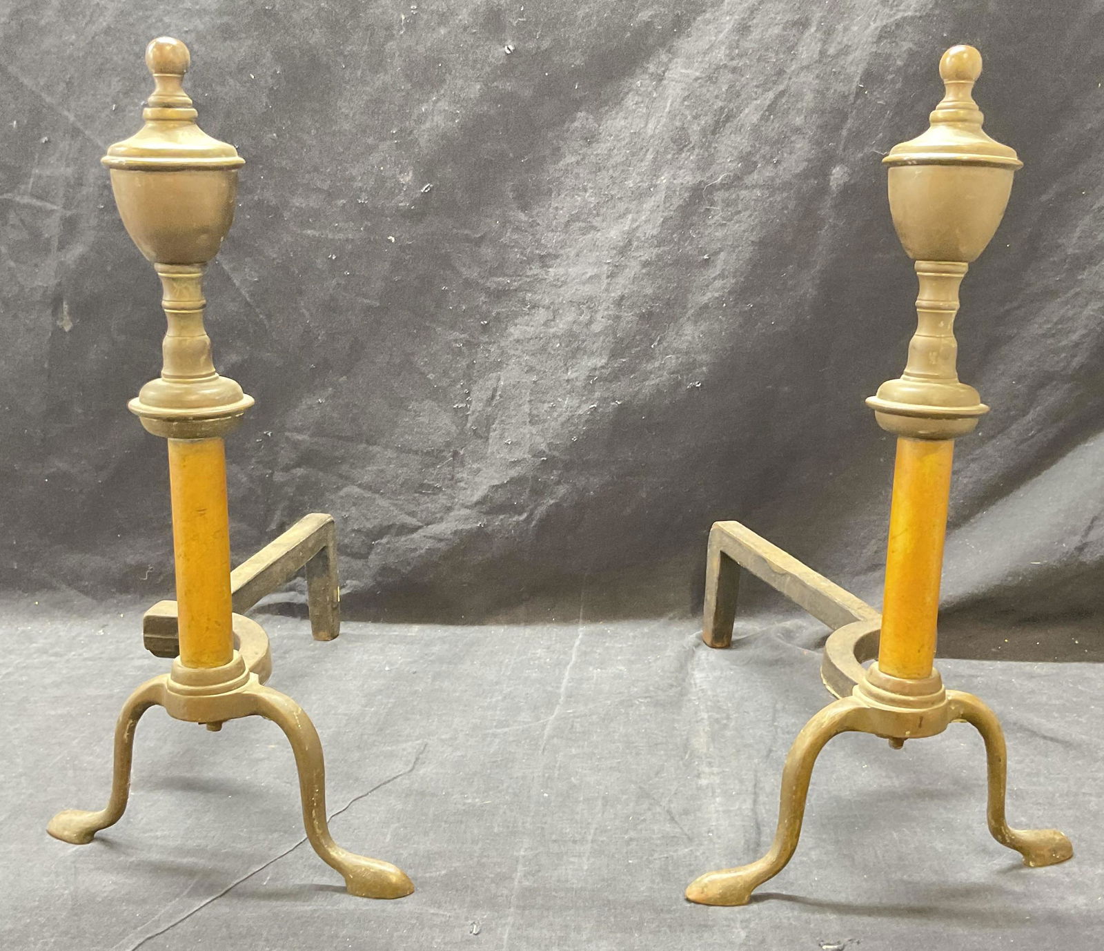 Brass Pair Andirons, Fireplace Accessories (1 of 6)