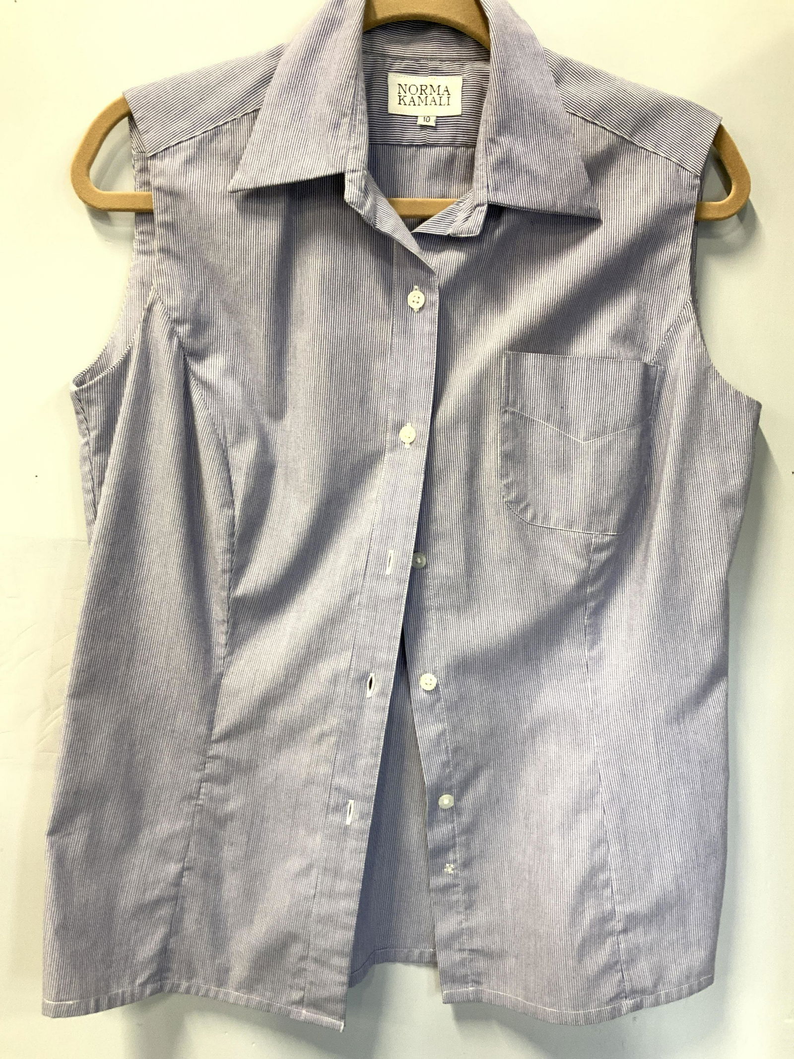 NORMA KAMALI Striped Sleeveless Shirt (1 of 6)