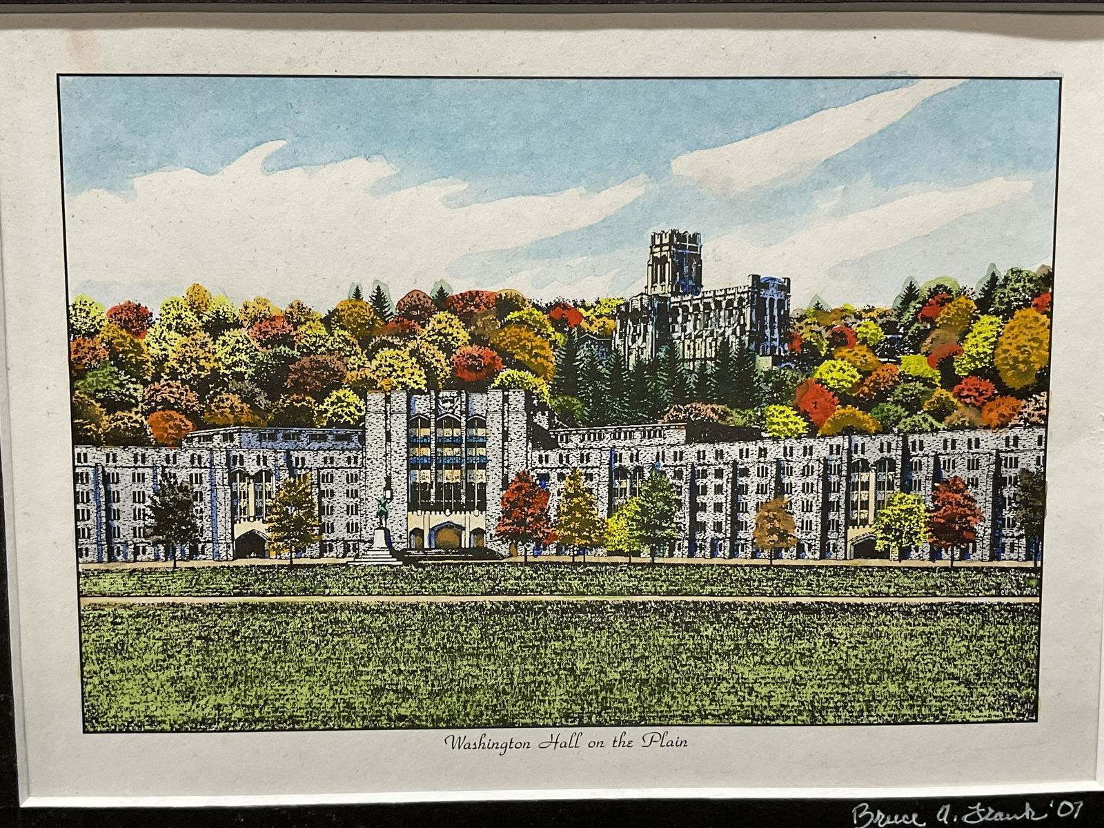 SGND Hand Colored Plate Etching, Washington Hall (1 of 4)