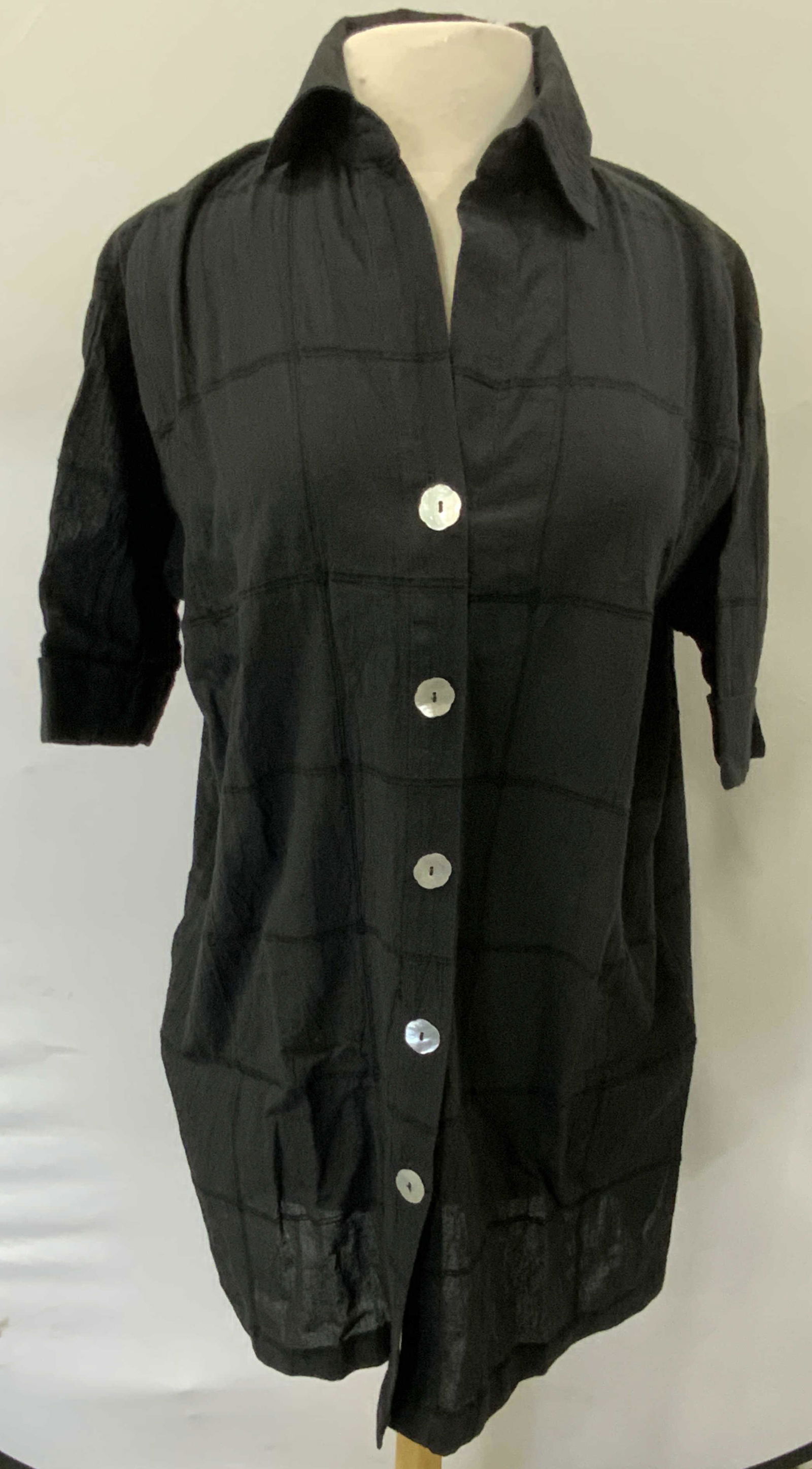 LAURA KIDD Black Gauze Windowpane Dress USA (1 of 6)
