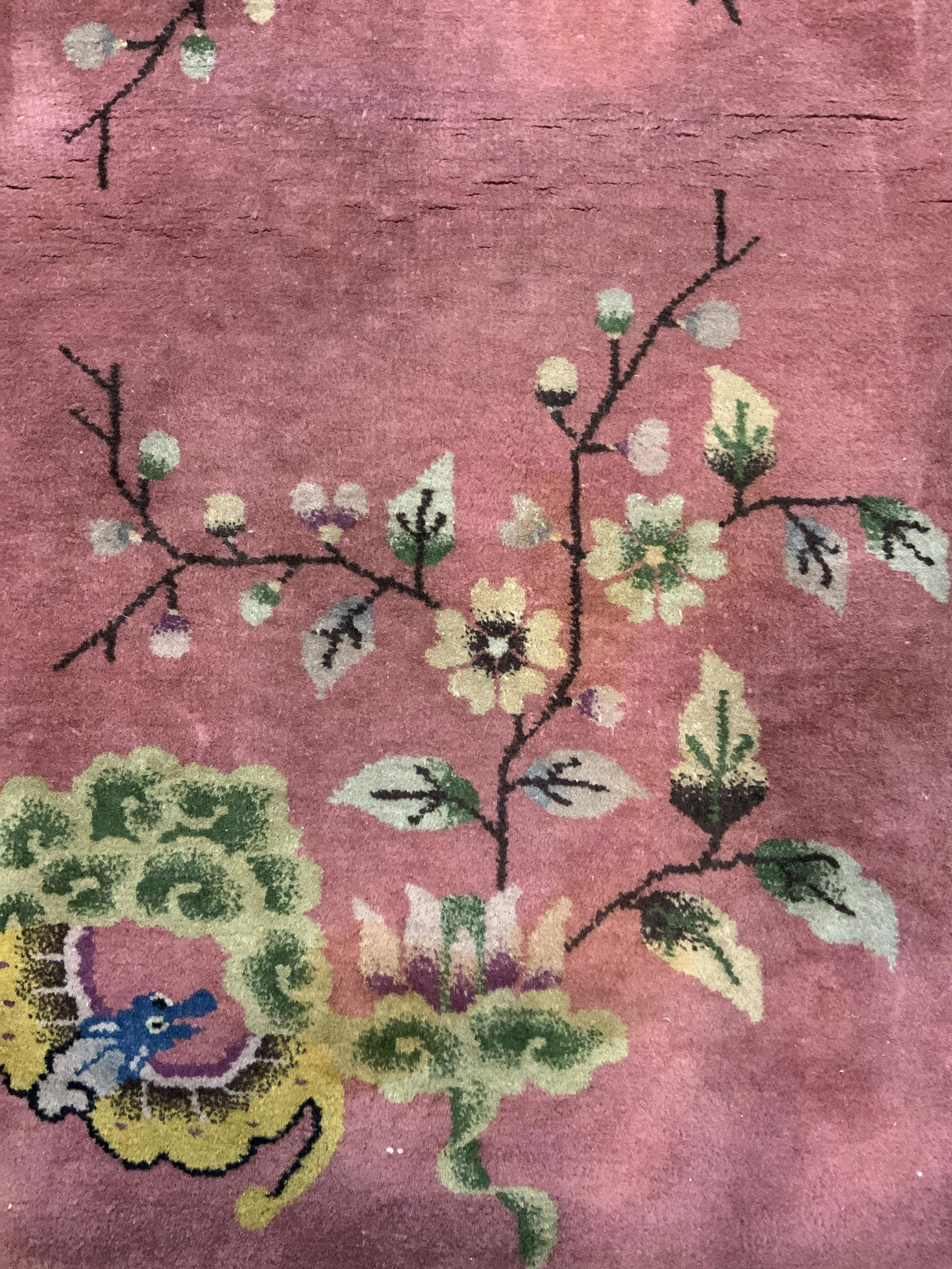 Vntg Handmade Wool Pile Chinese Art Deco Rug (1 of 6)