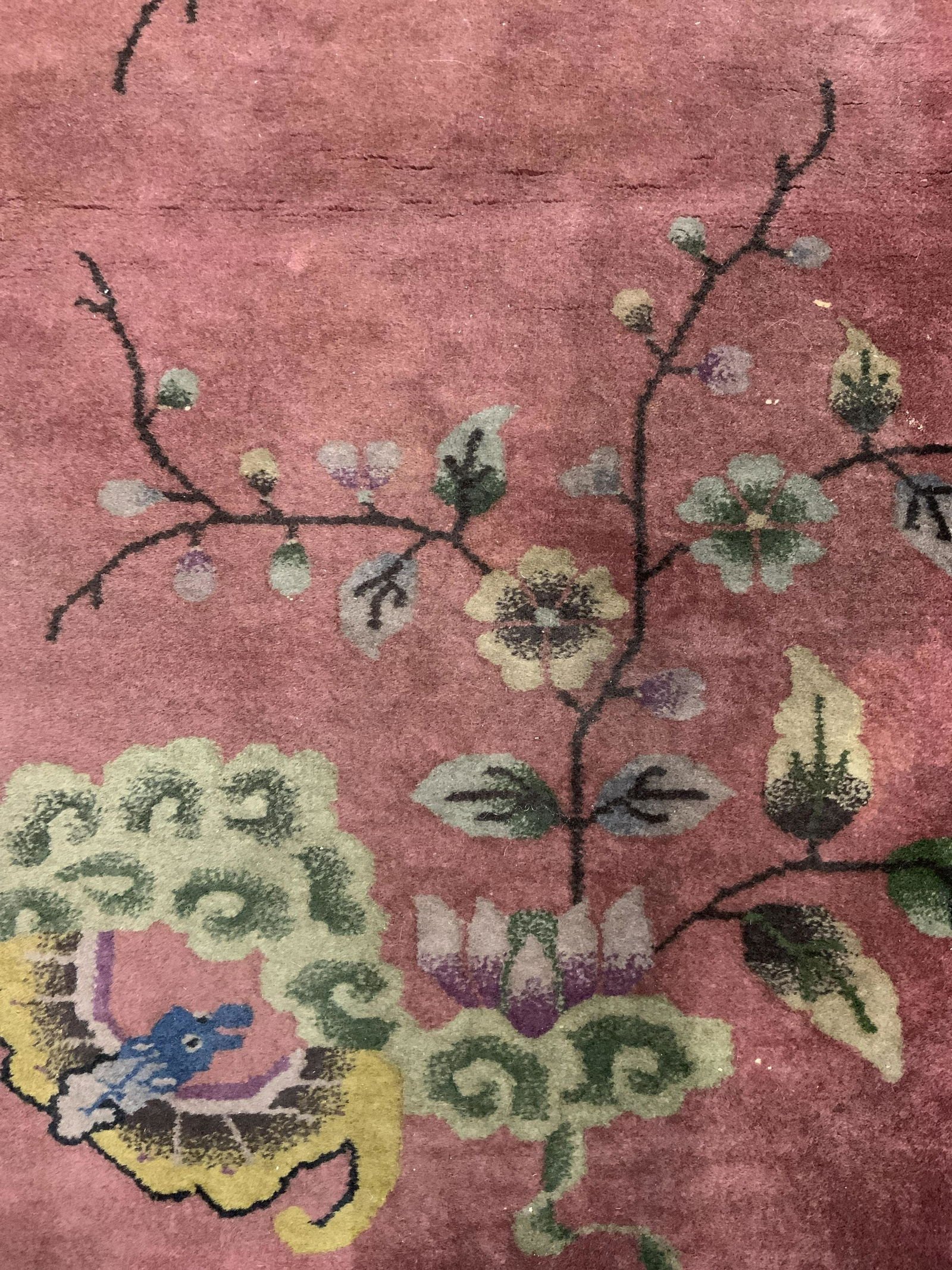 Vntg Handmade Wool Pile Chinese Art Deco Rug (1 of 6)