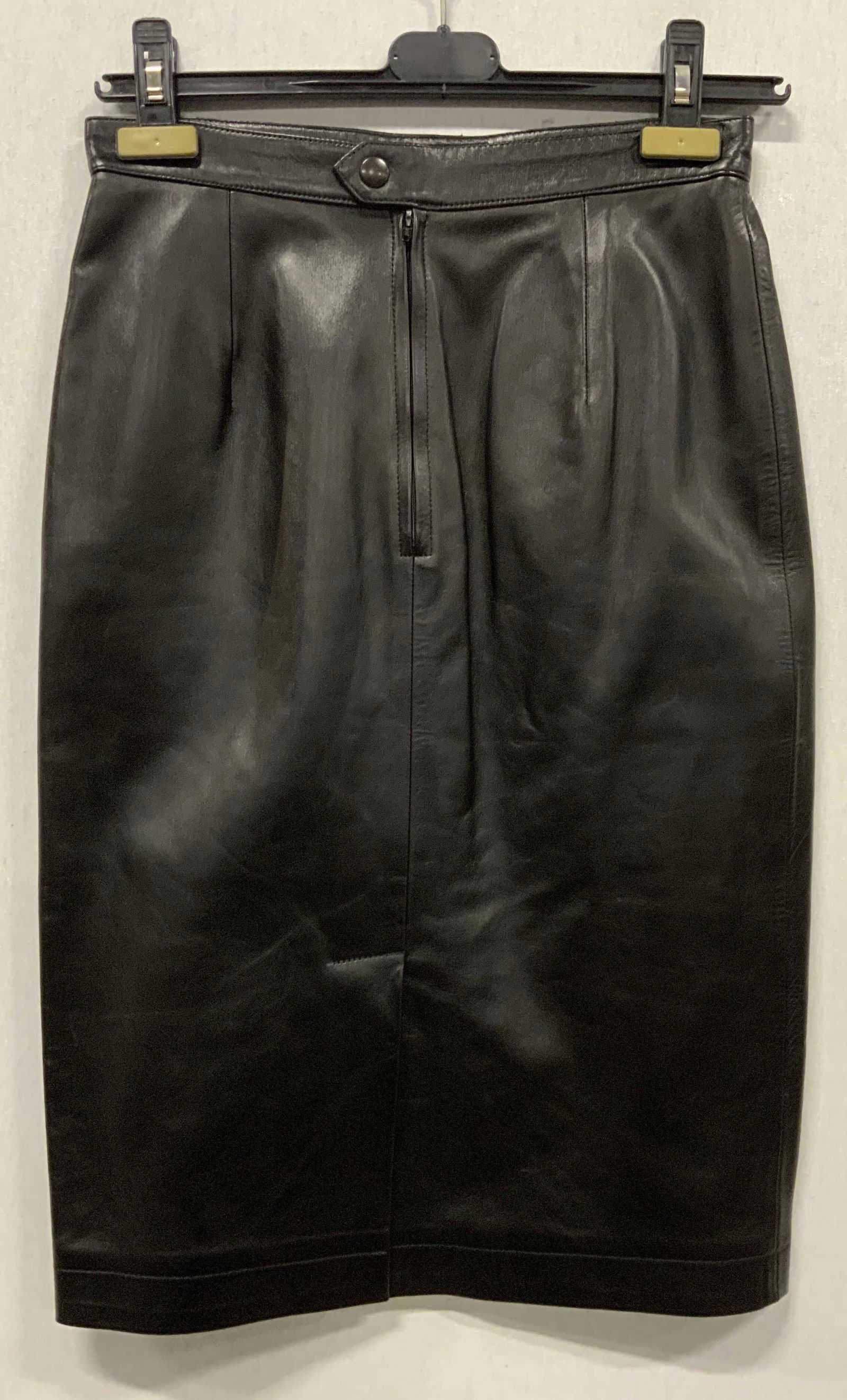 ANGES B Black Leather Midi Skirt (1 of 6)