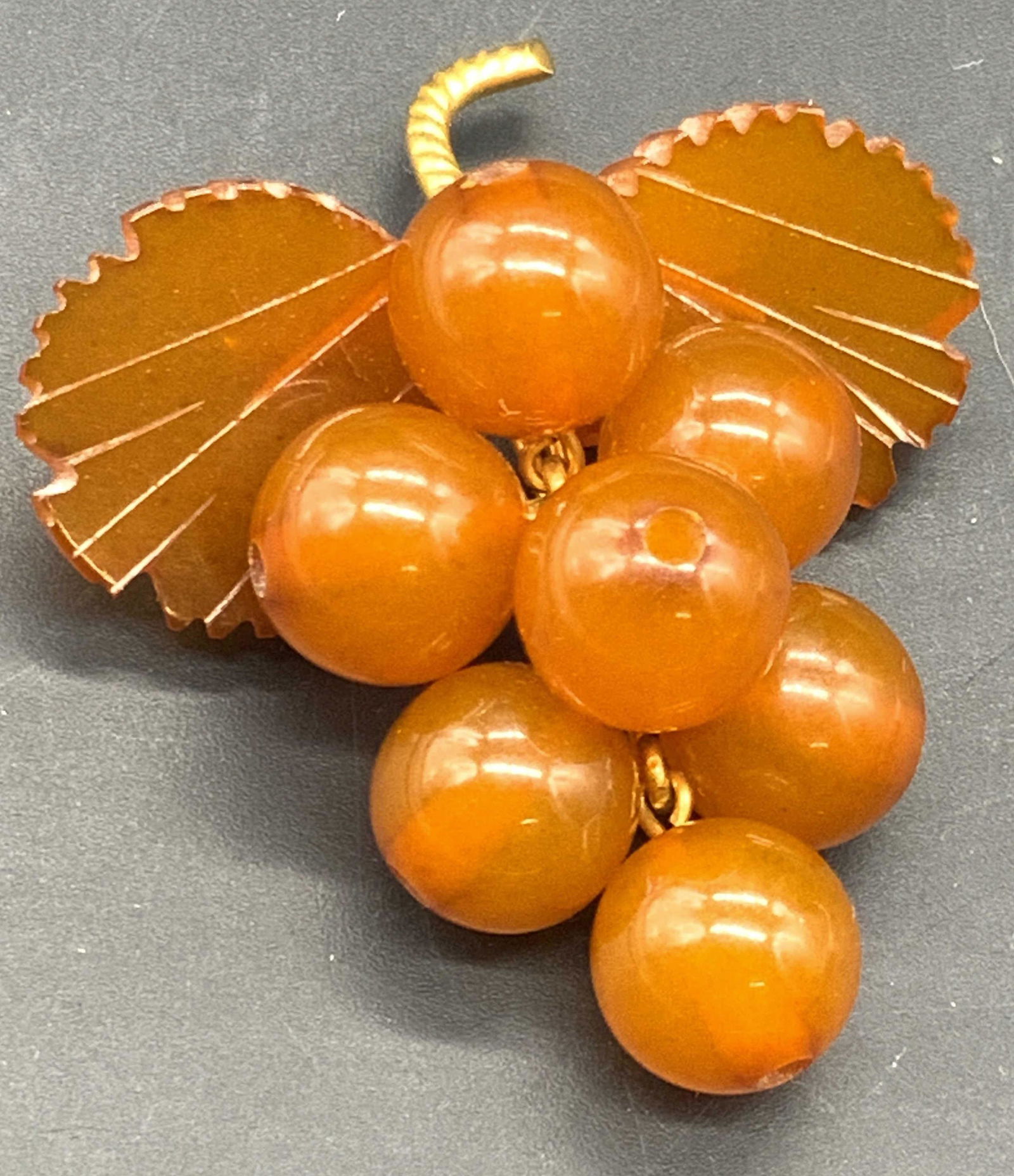 Vintage Russian Amber Grape Cluster Brooch (1 of 14)