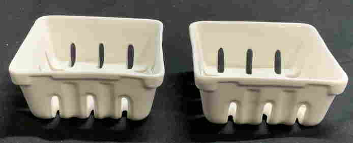 Pair ROOST White Ceramic Square Baskets (1 of 7)