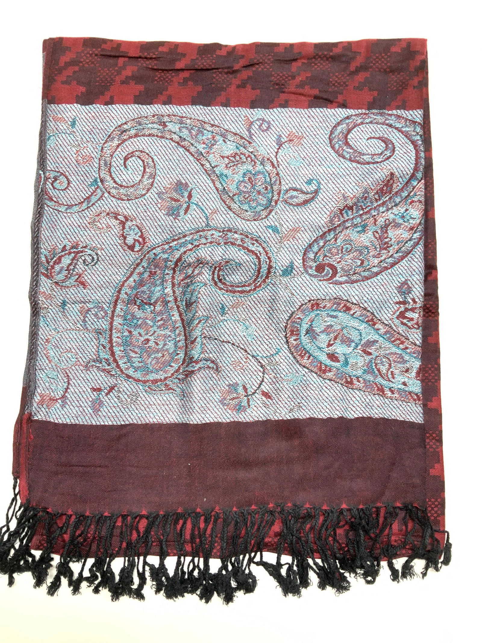 Paisley & Houndstooth Tassel Shawl (1 of 7)