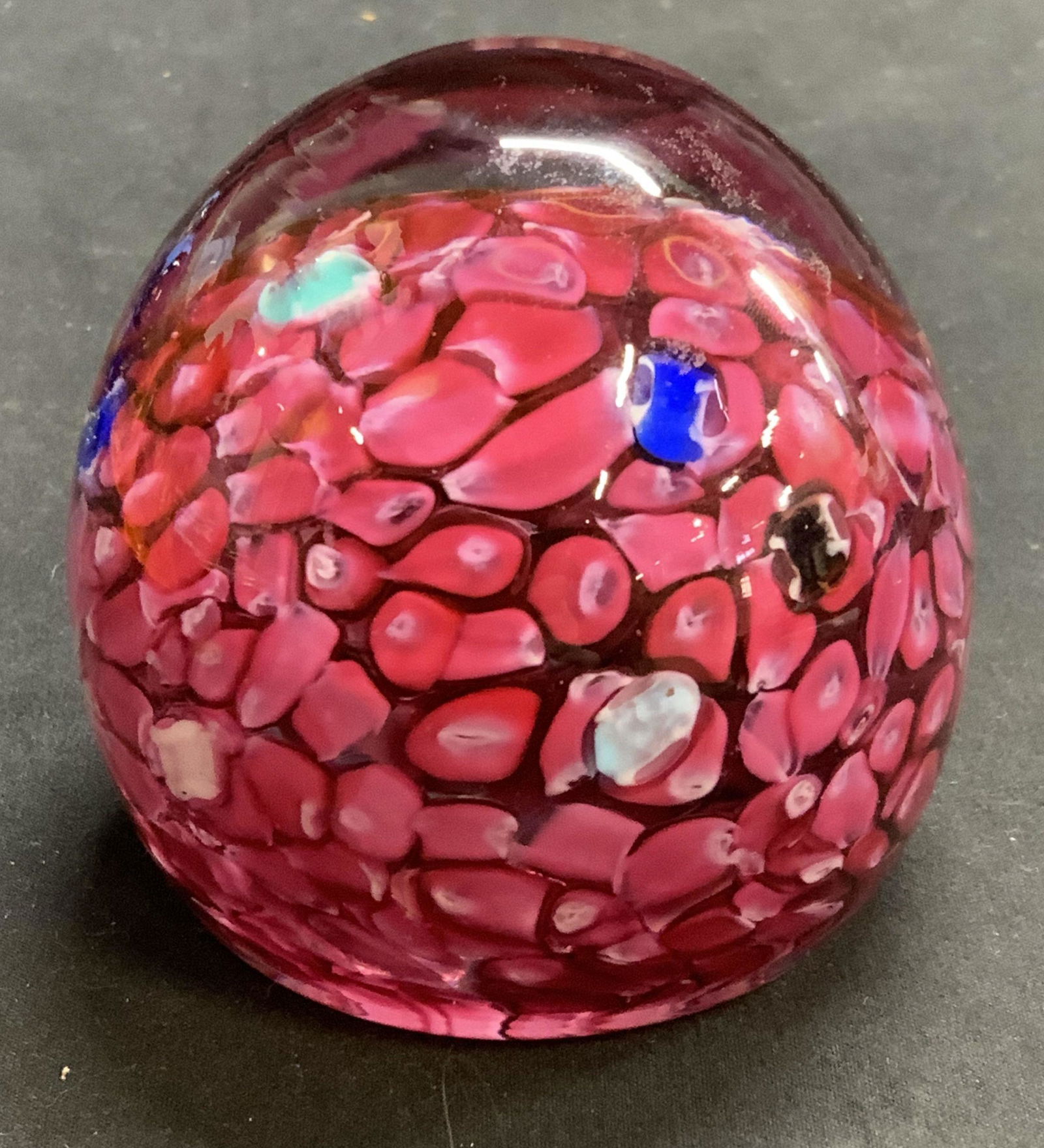 Burgundy & Blue Art Glass Paperweight (1 of 6)