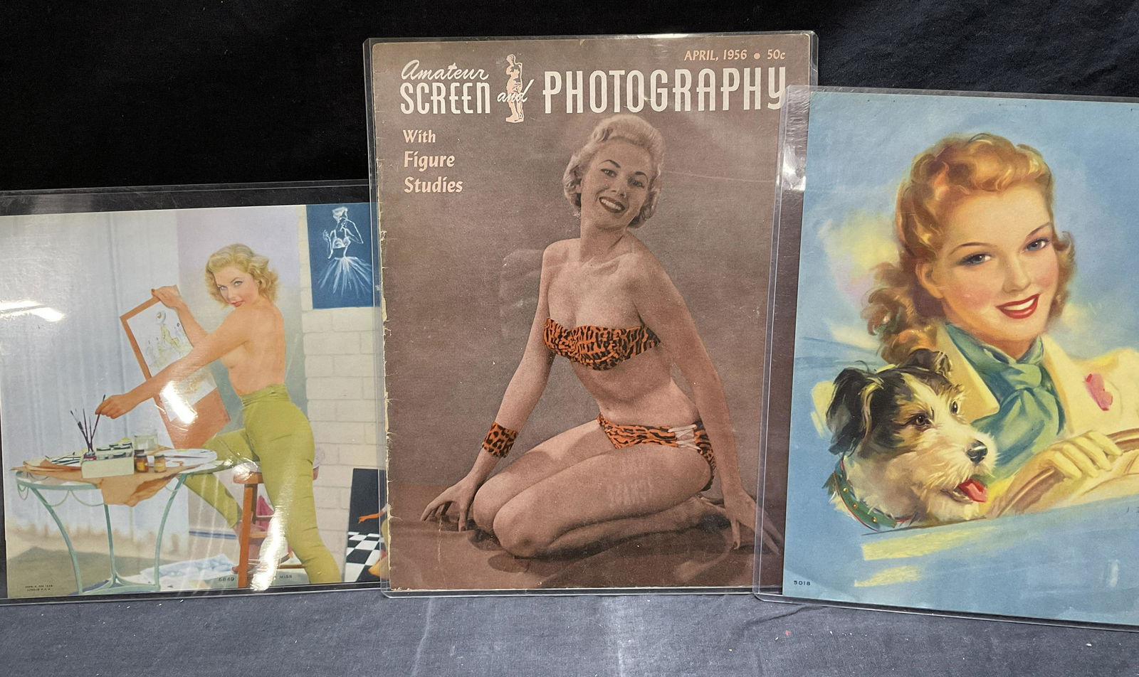 Vintage Lot 4 Lithograph Photographs, Pin Up Girls (1 of 6)